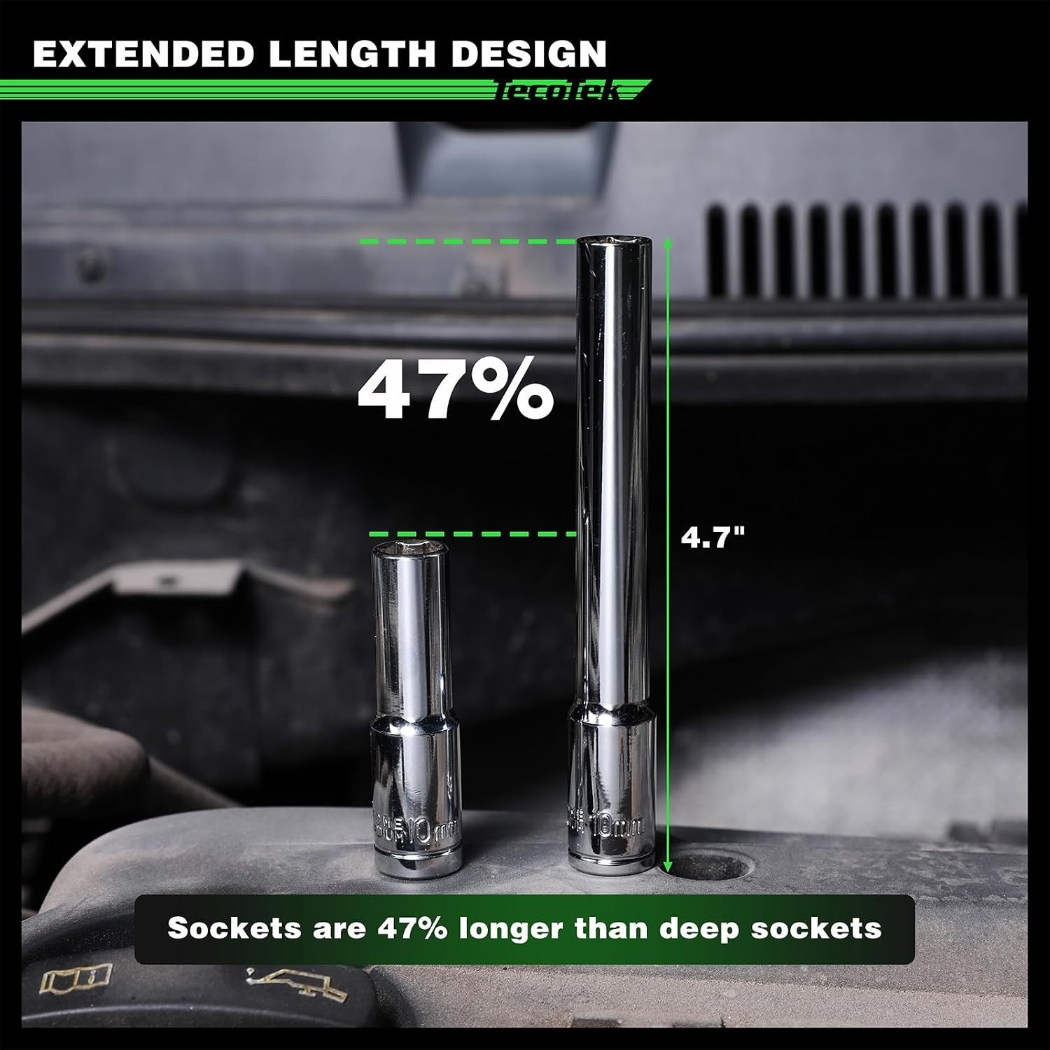 10PC 3/8-Inch Drive Extra Deep Metric Socket Set for Professionals – 8mm-17mm