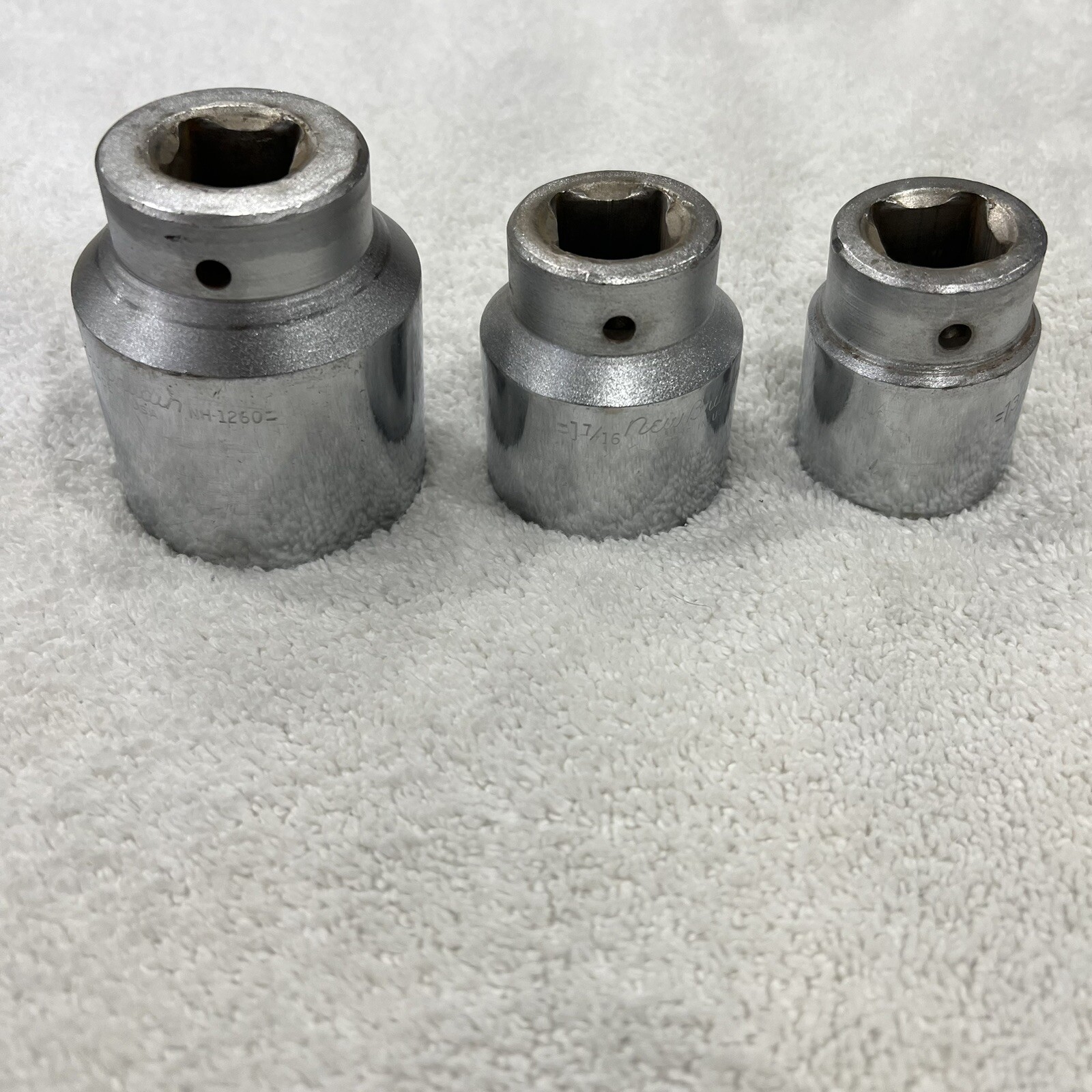 Vintage Set 3 New Britain Sockets 12 Point 3/4” Drive 1 7/8” , 1 7/16” , 1 3/16”