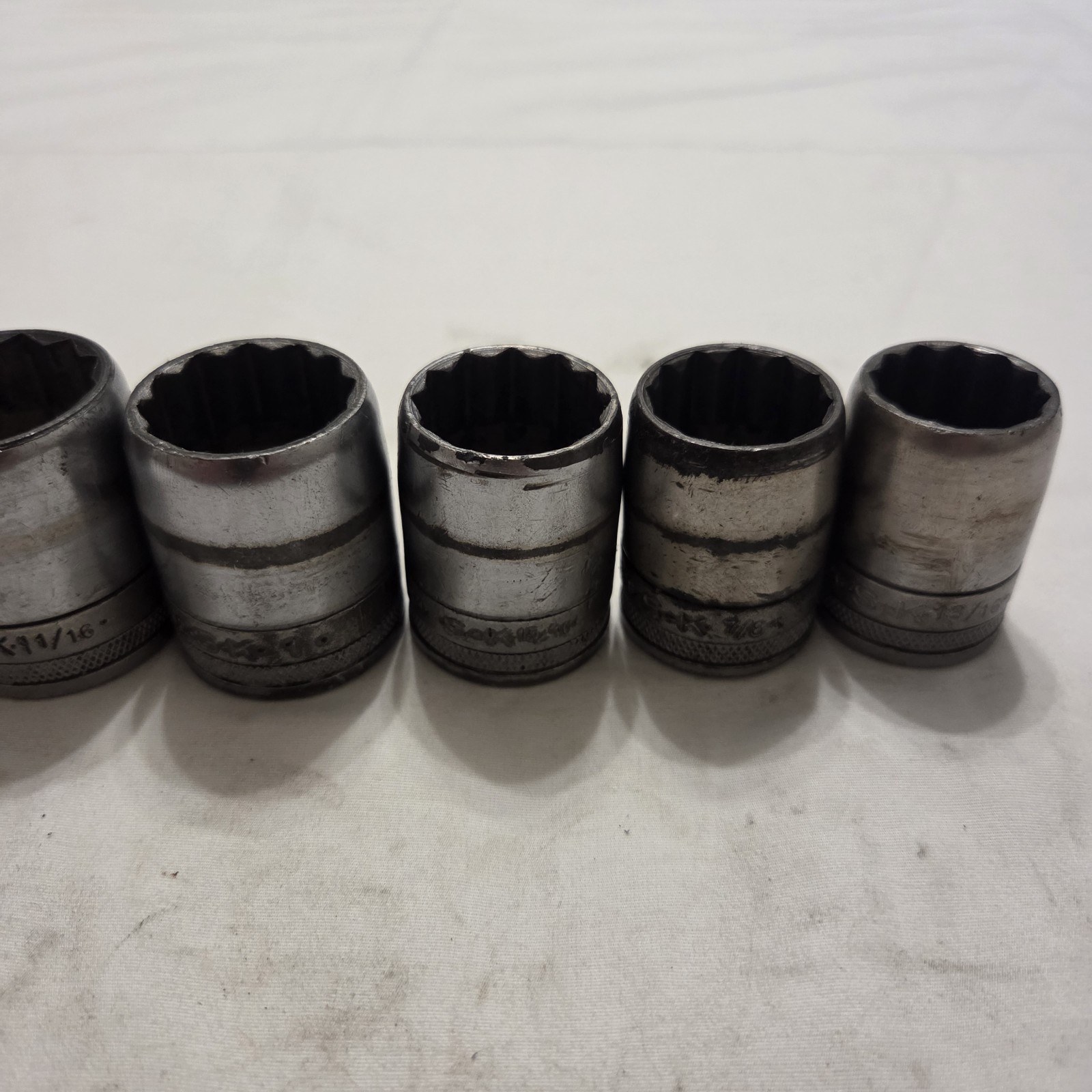 Vintage SK Tools 14pc 7/16″ – 1-3/16″ 12pt SAE Socket Set 1/2″ Drive Made In USA