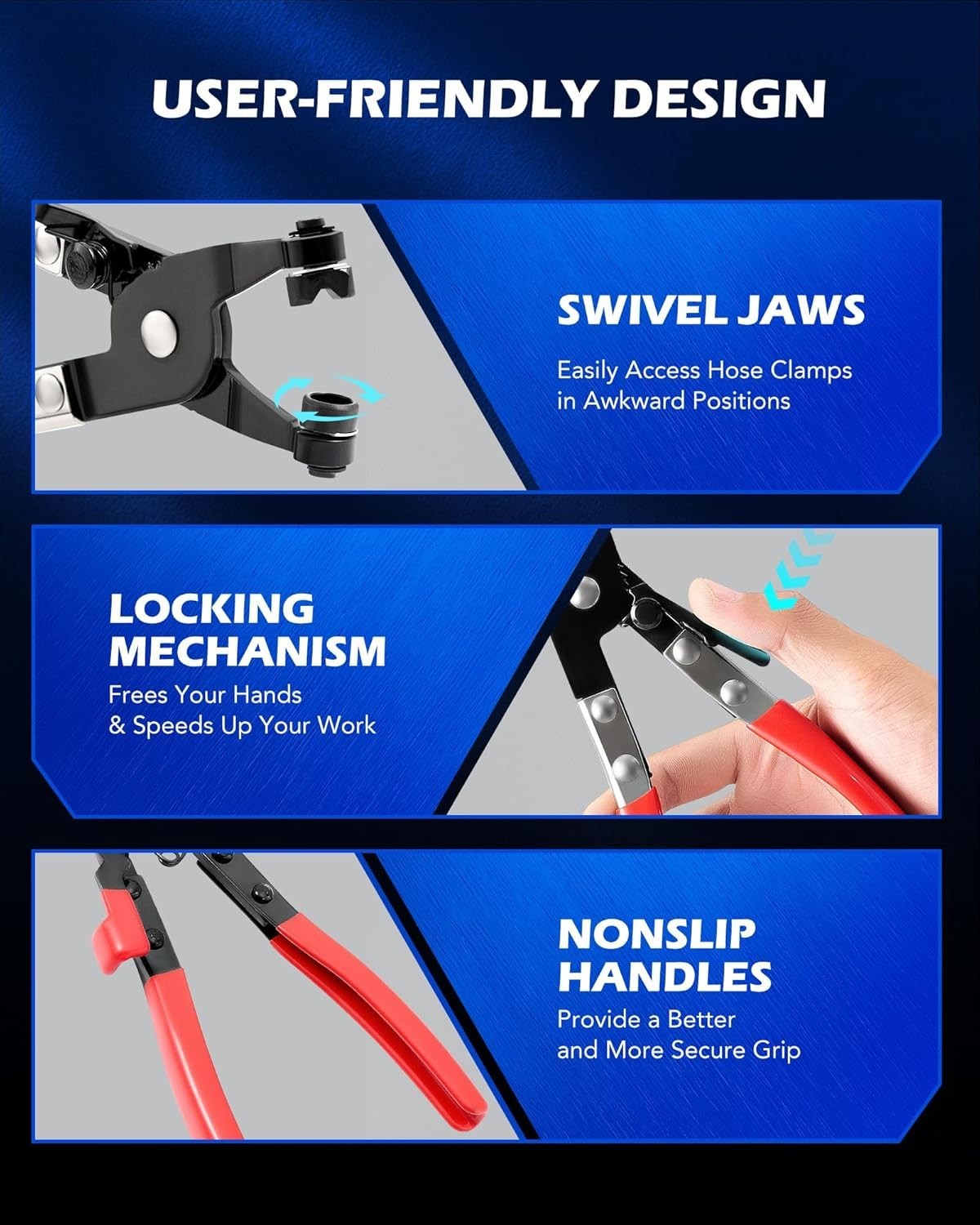Durable Hose Clamp Pliers Set with Carbon Steel Construction for Heavy Duty Use