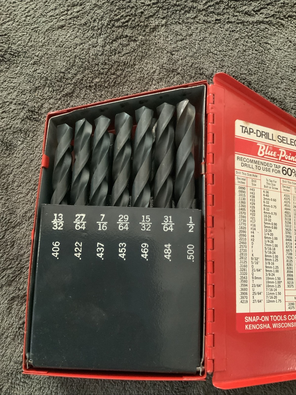 Blue Point Drill Bit Set, Missing 1….see Description….