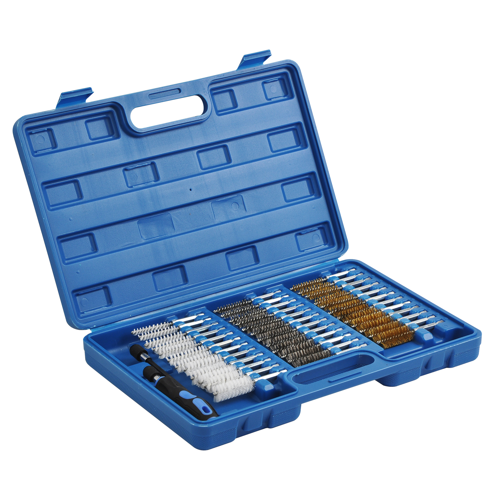 1/4″ Hex Shank Long Ext 38pc Industrial Wire Brush Set Stainless Steel Nylon