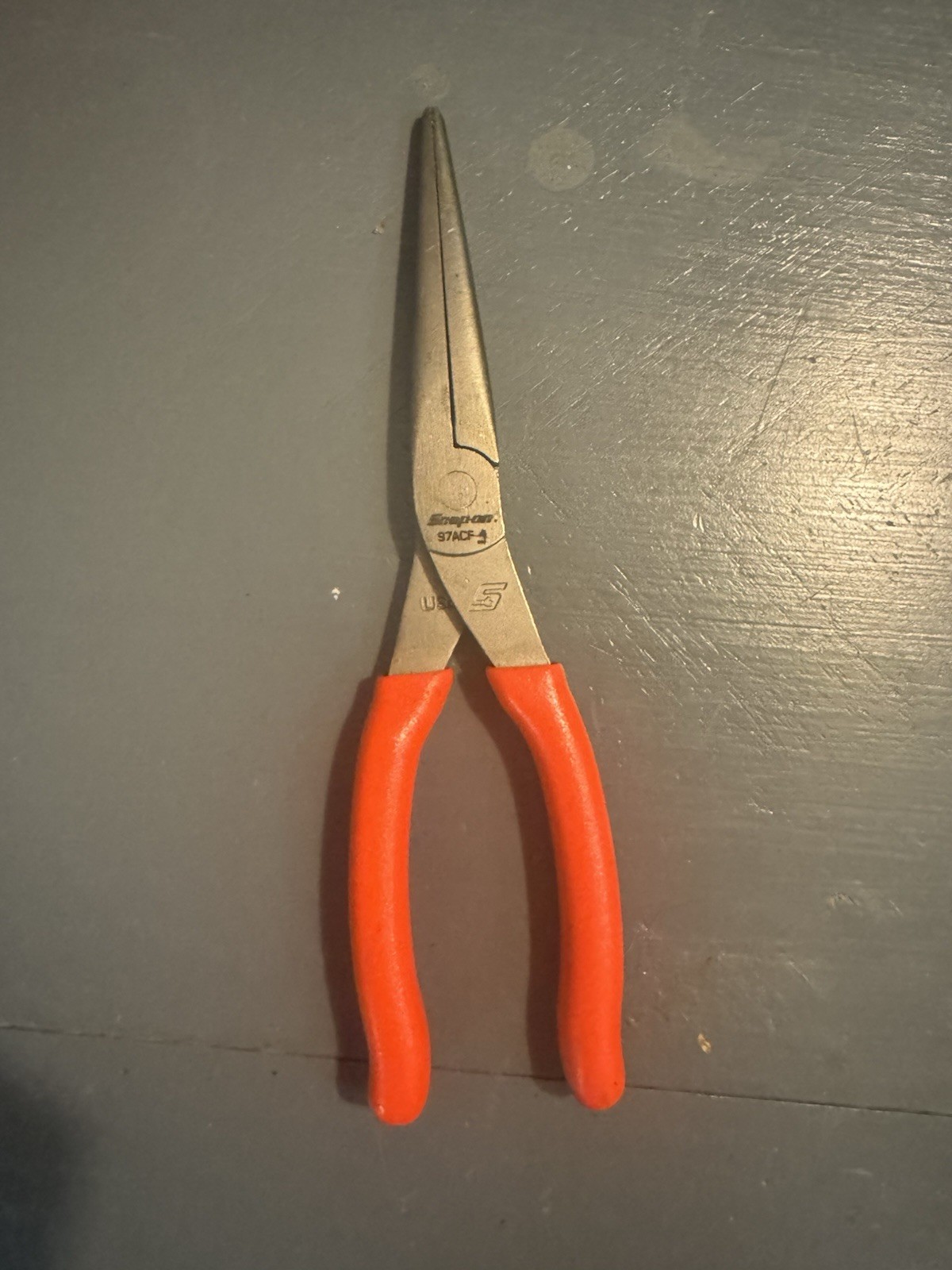 Snap-on Tools NEW 97ACFO 9in ORANGE Soft Grip Rounded Jaw Needle Nose Pliers USA