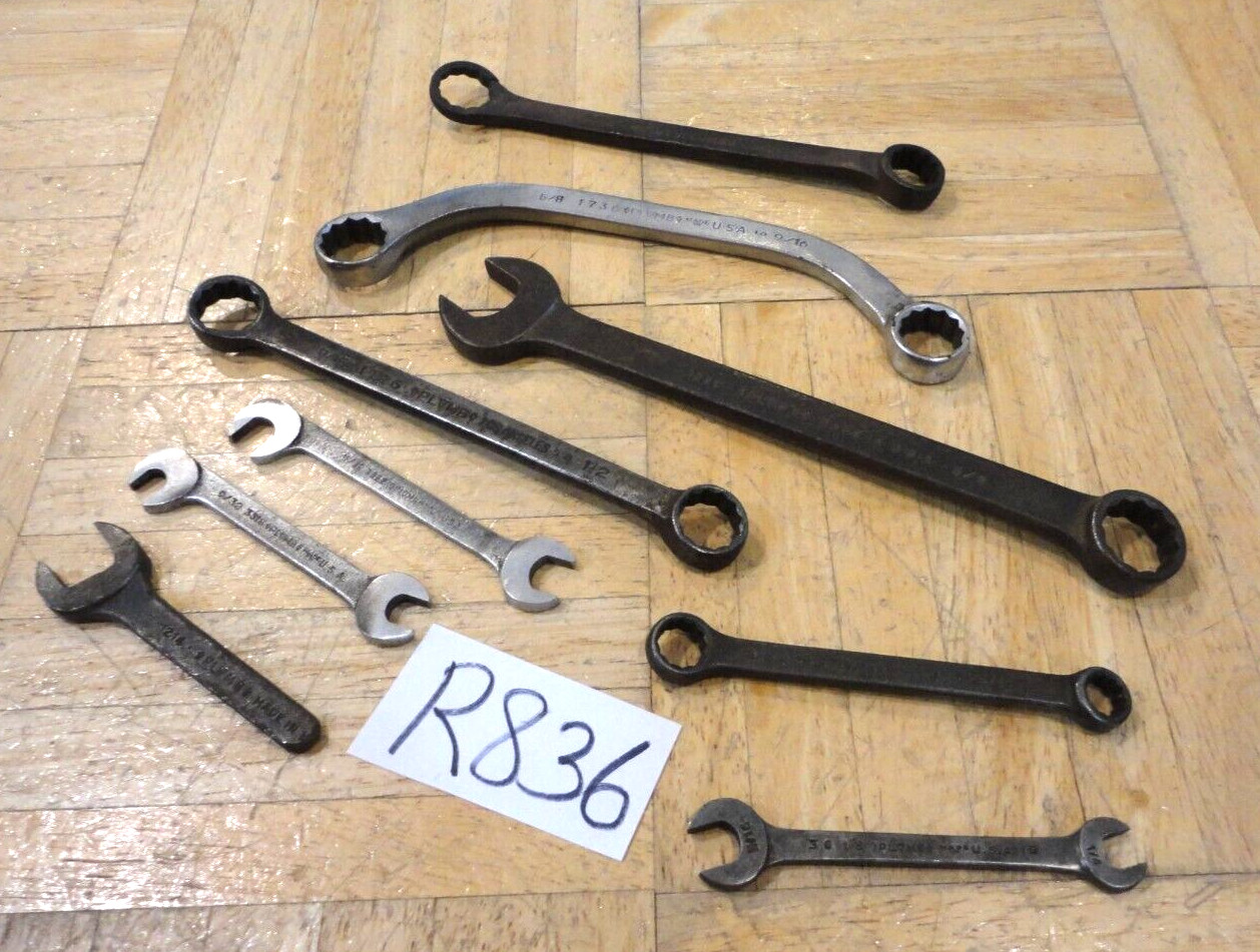 PLOMB TOOLS 9 PIECE ASSORTED SAE. WRENCHES, OBSTRUCTION, BOX & OPEN END, COMBO