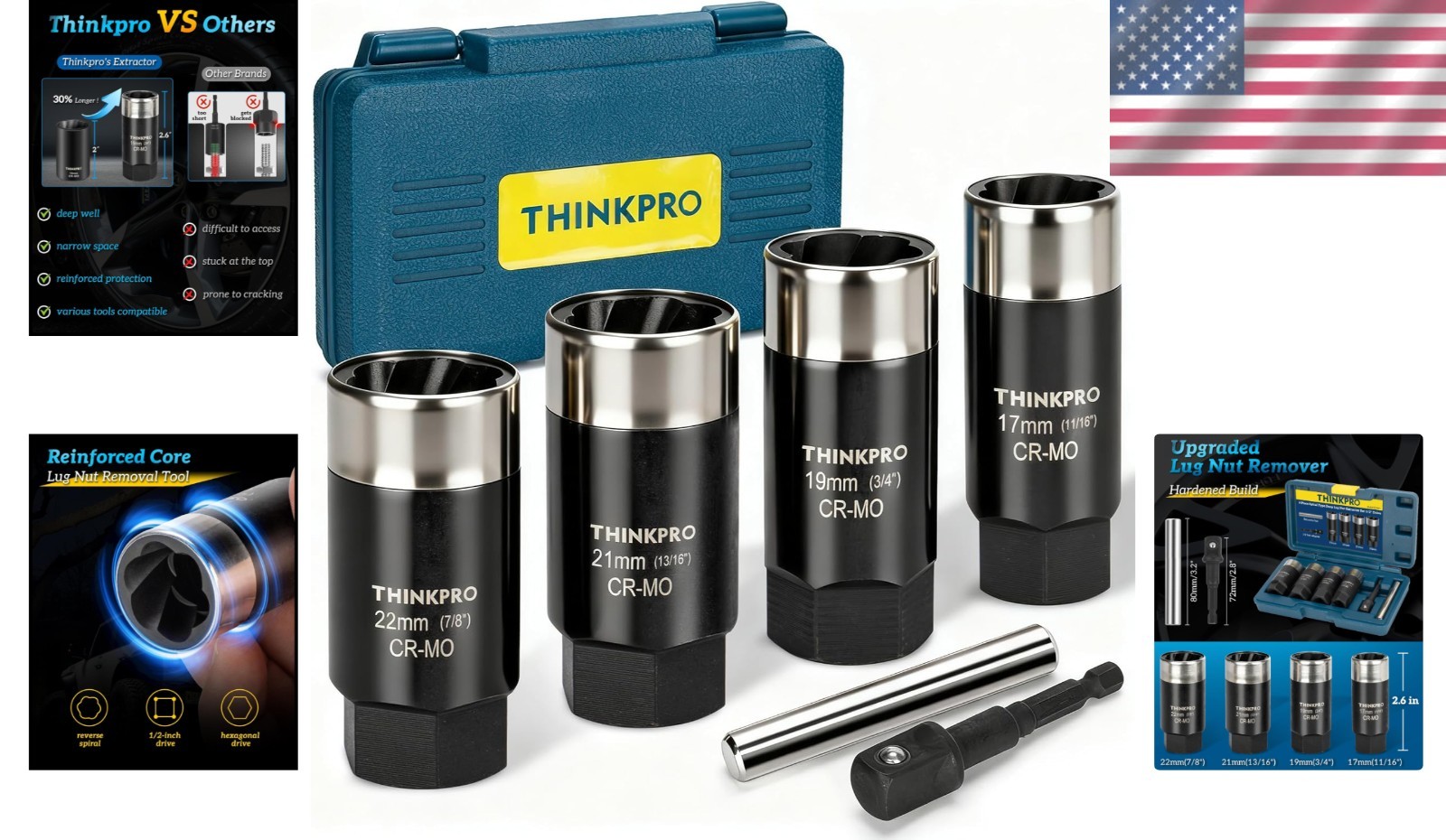 Locking Lug Nut Removal Tool-6 Pieces Deep Lug Nut Extractor Set,Stripped Lug…