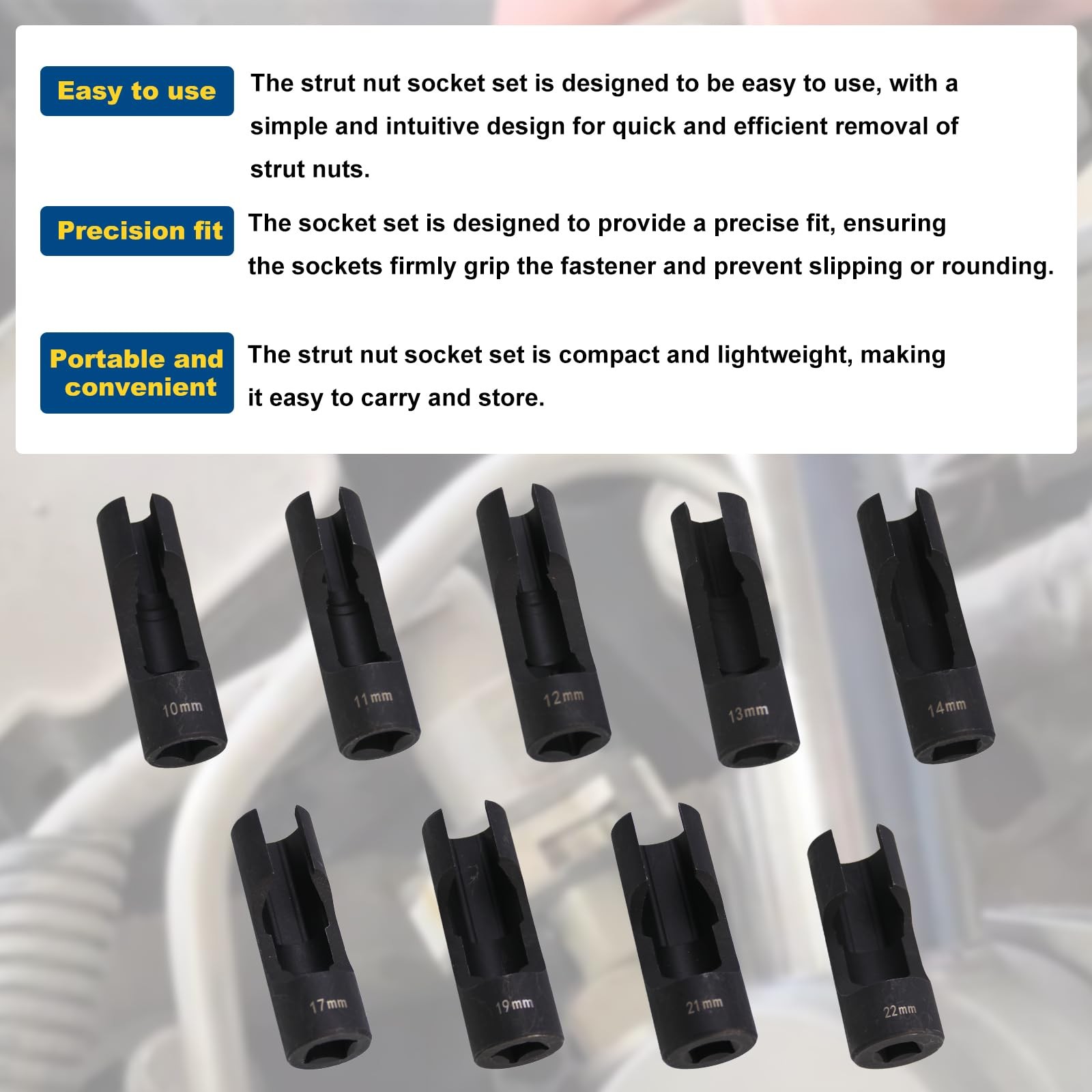 RULLINE 9pcs Flare Nut Socket Set Upgraded Steel for Automotive and Mechanica…