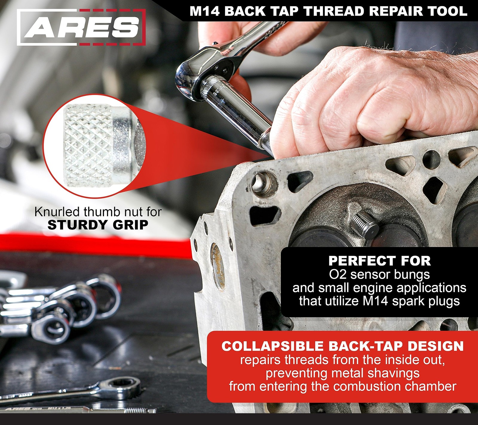 M14 Back Tap Thread Repair Tool Collapsible Design for Easy Internal Repairs