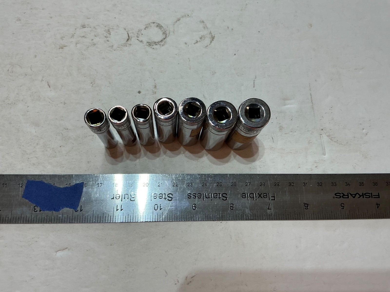 S-K tools 7pc 1/4″ drive metric deep well 6pt socket set 6mm-14mm USA made