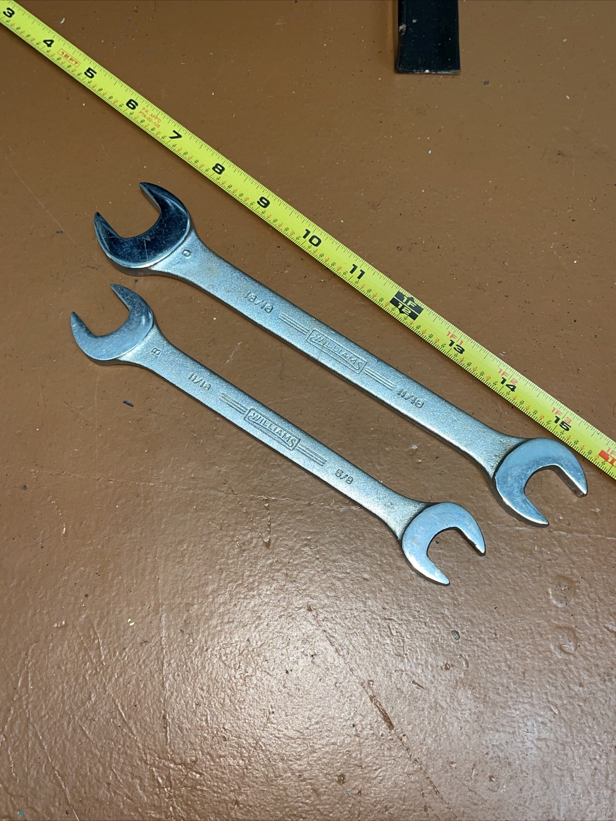 Vintage Williams USA 2 Piece SAE Open End Wrench Set 5/8 11/16 13/16 Superrench
