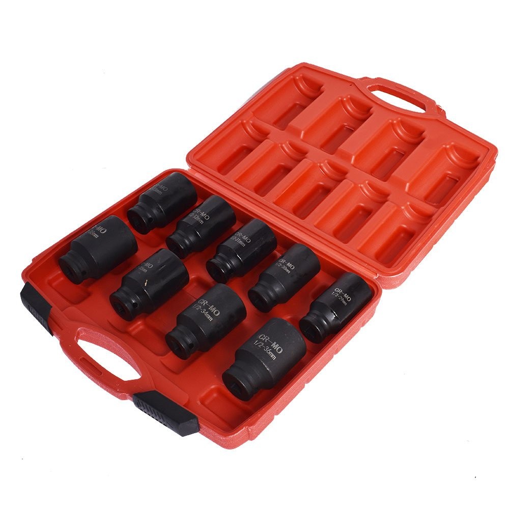 LABLT 9PCS Impact Socket Tool Kit 1/2″ Drive Metric Axle Hub Nut Socket 29-38mm