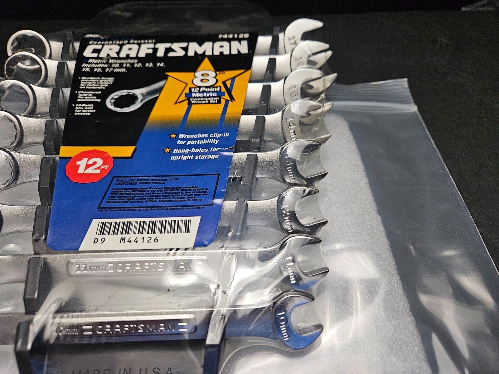 CRAFTSMAN #944126 8 PC 12 PT METRIC 10MM-17MM COMBO WRENCH SET USA (TL2448)
