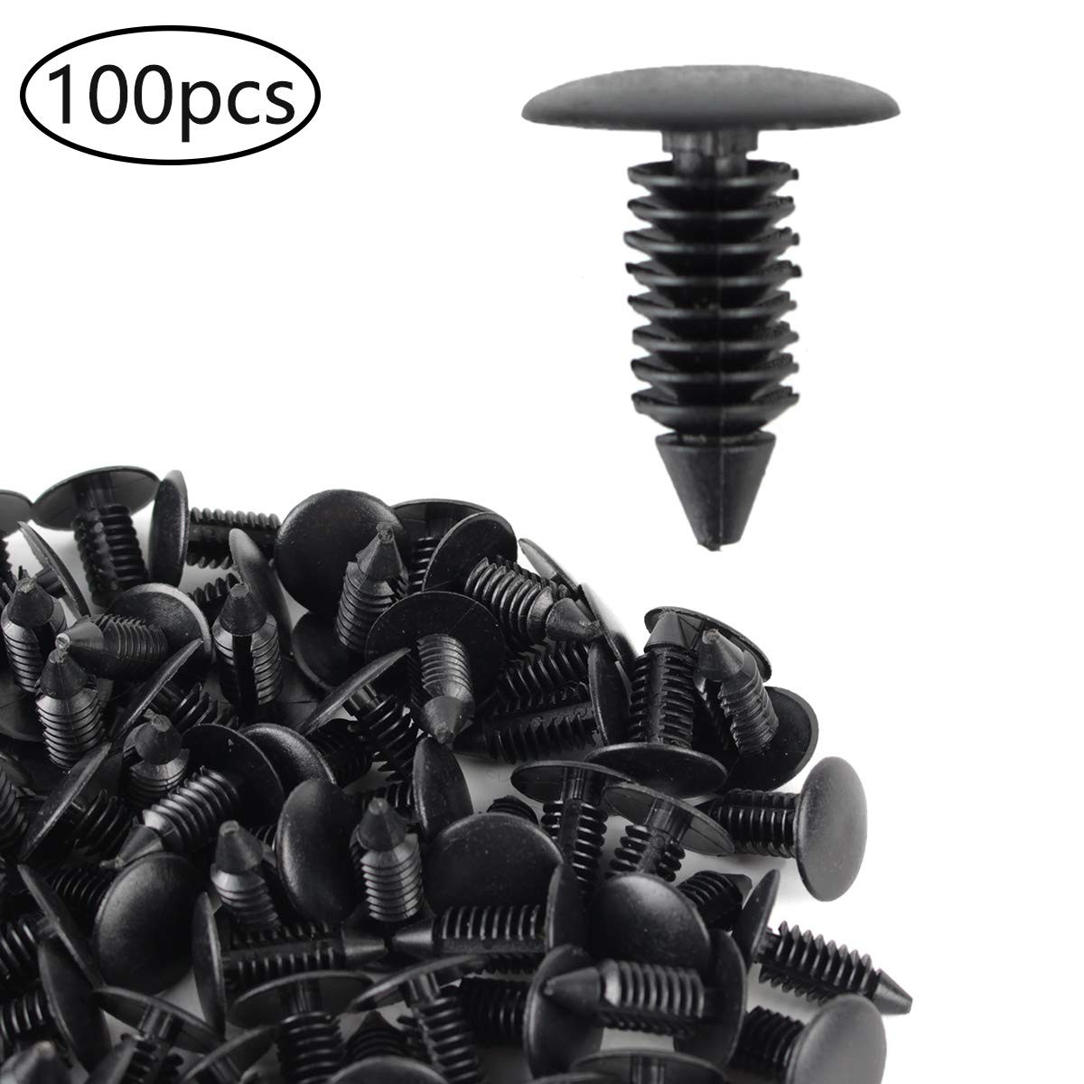 AUTOKAY 100Pcs 8mm Bumper Clips Auto Car Hole x 20mm x 22mm, black