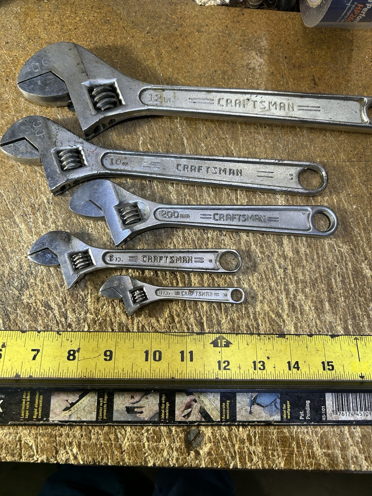 Craftsman 5-Piece Adjustable Wrench Set 4″, 6″, 8″, 10″and 12″ USA