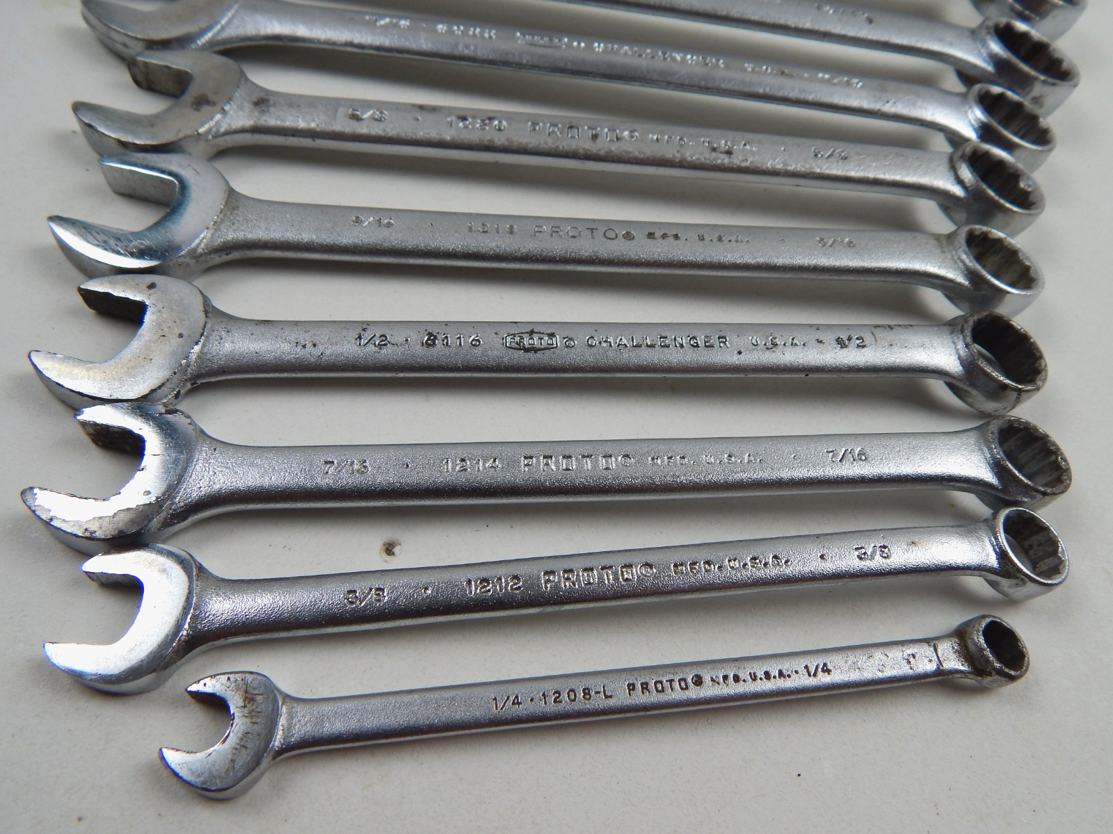 Proto & Challenger 1/4″ to 1-7/16″ 12 Point SAE Combination Wrench Set 15pc USA