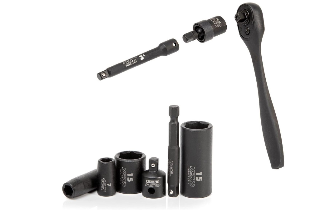NEIKO 1/4 Drive Impact Socket Set 54 Piece: Metric & Standard, Deep & Shallow