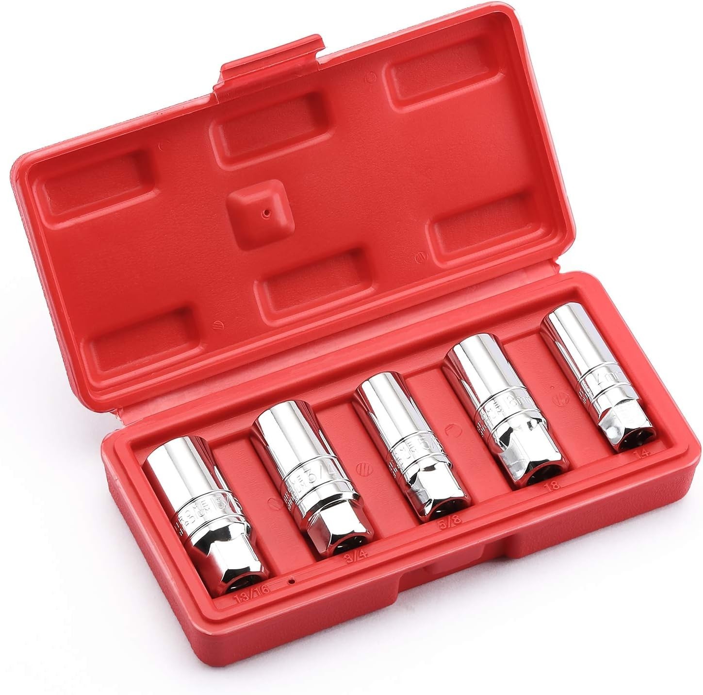 3/8 Inch Drive Spark Plug Socket Set, SAE & Metric, CR-V Steel Mirror Finish