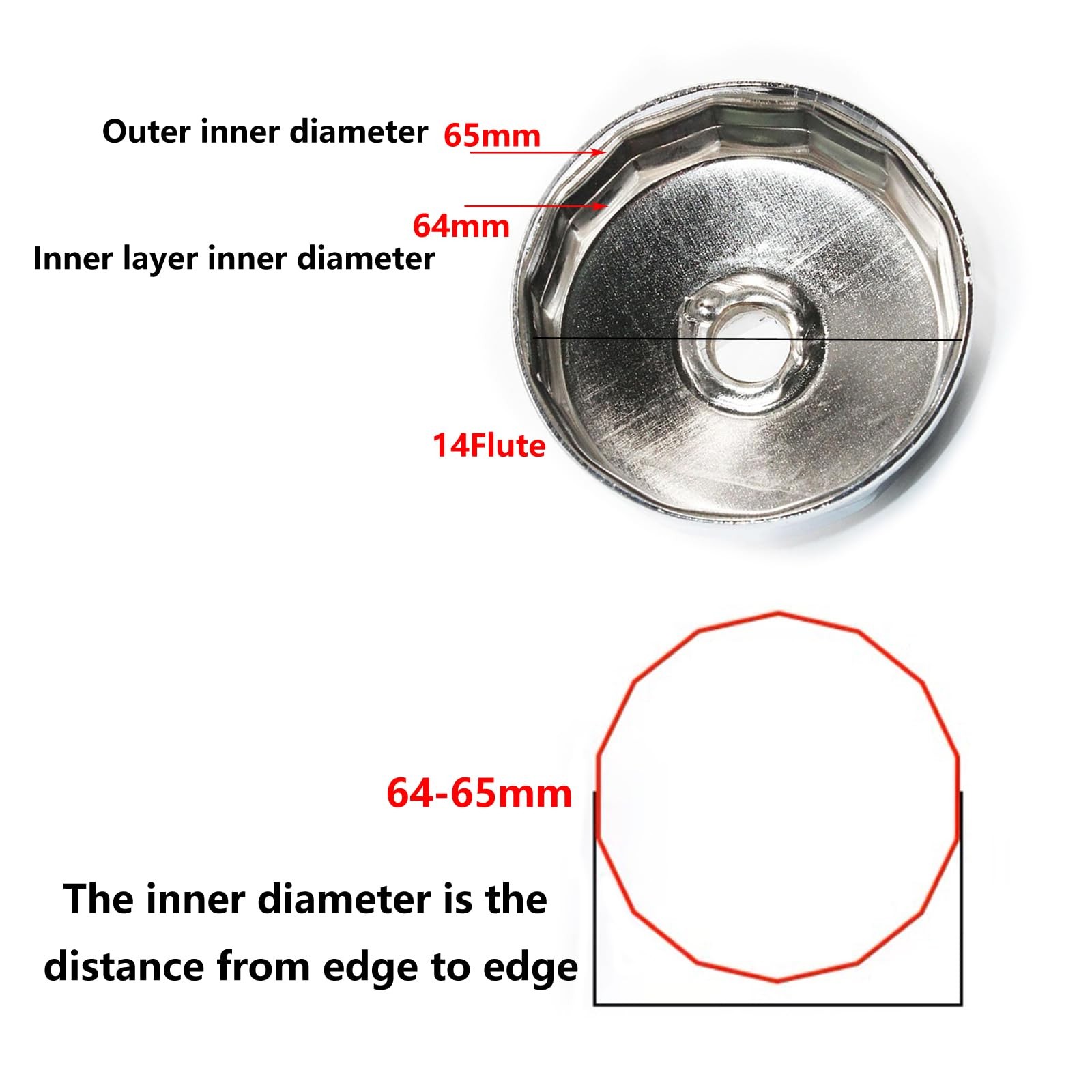 64MM-65MM 14Flute Oil Filter Wrench Tool 07AAA-PLCA100 Socket For Honda Acura CR