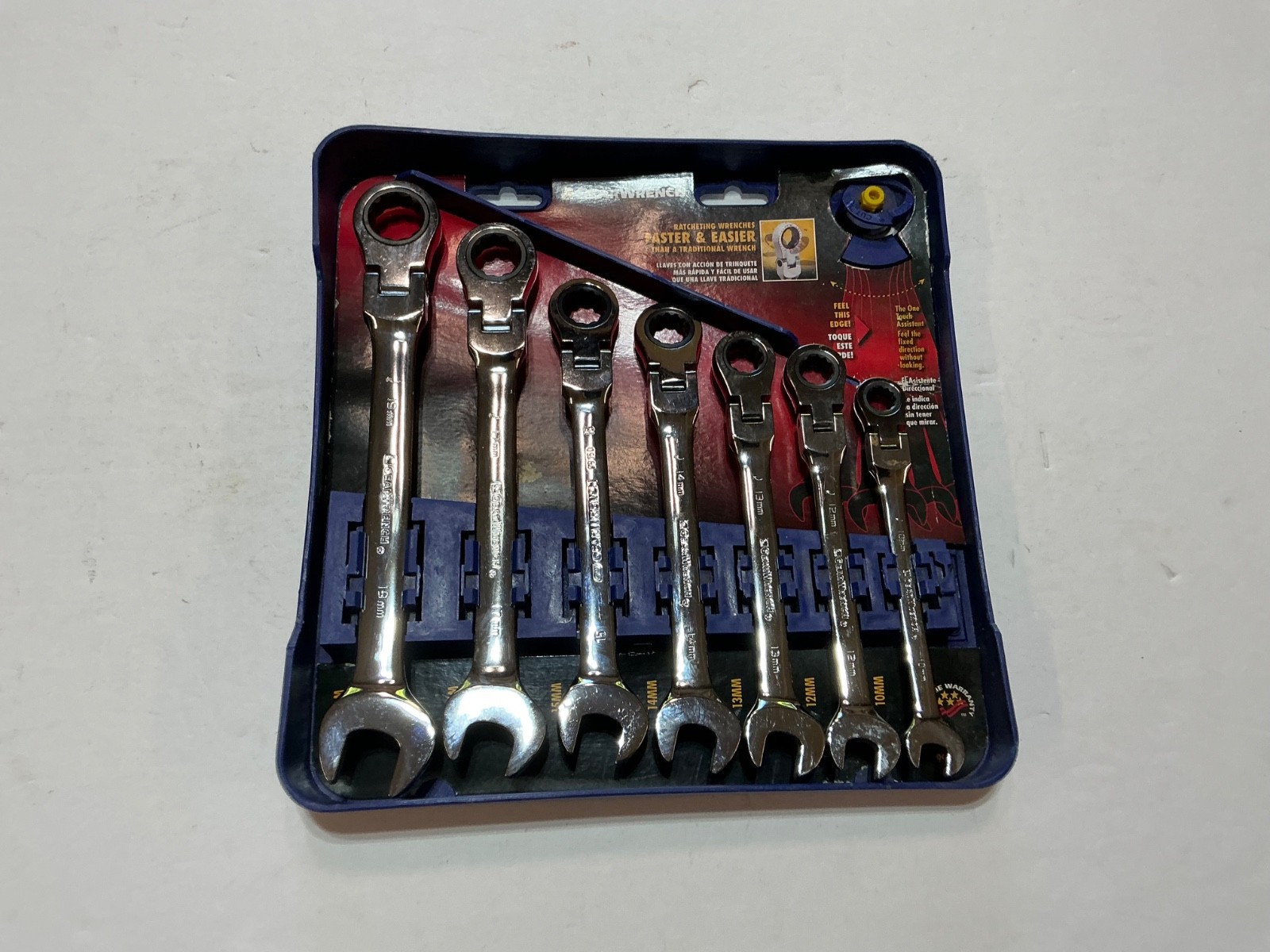 NOS GearWrench 7 pc metric ratchet flex end combination wrench set 10-19mm 9900D