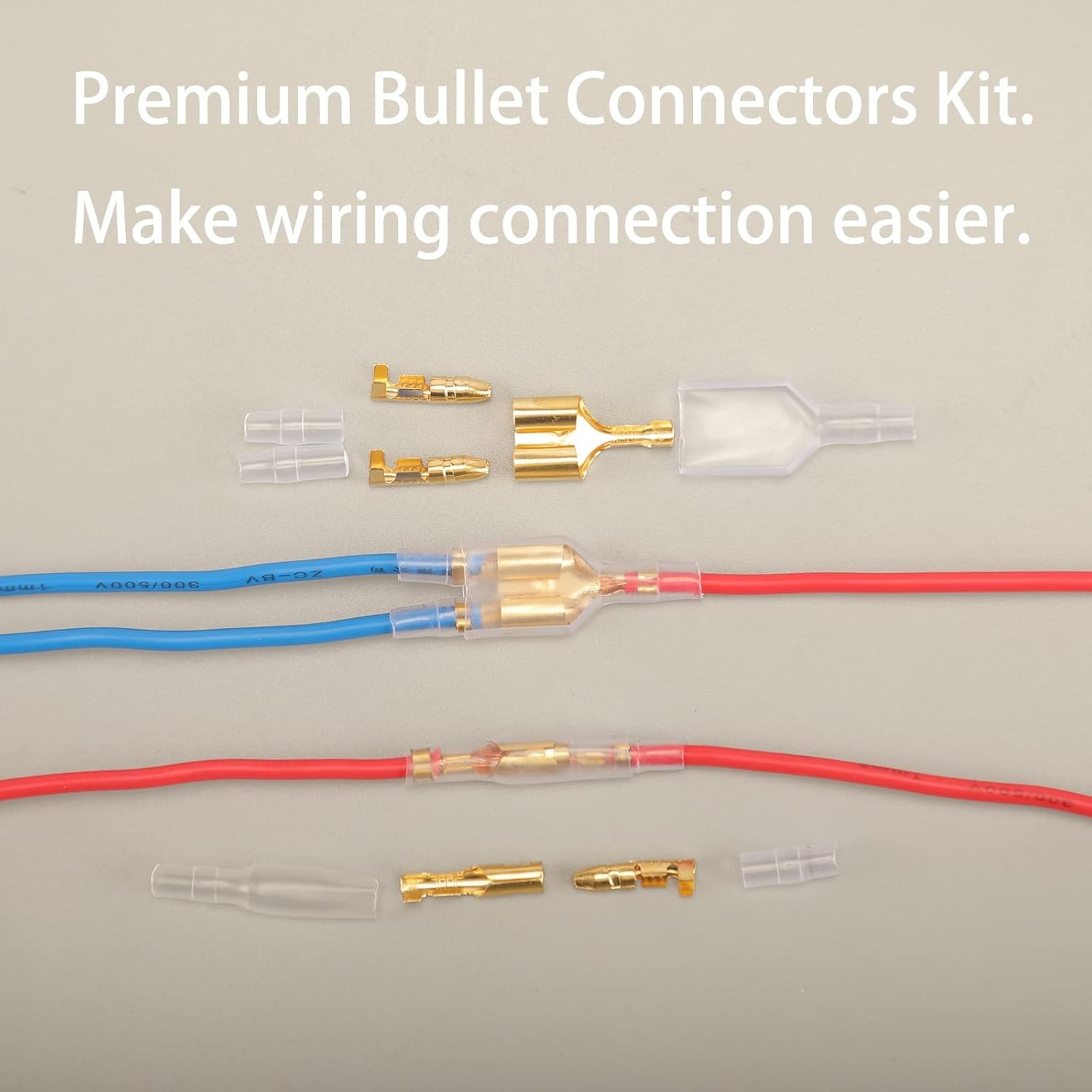 320pcs Double Bullet Wire Connectors, 3.9mm 3.5mm Male and 320pcs, Gold