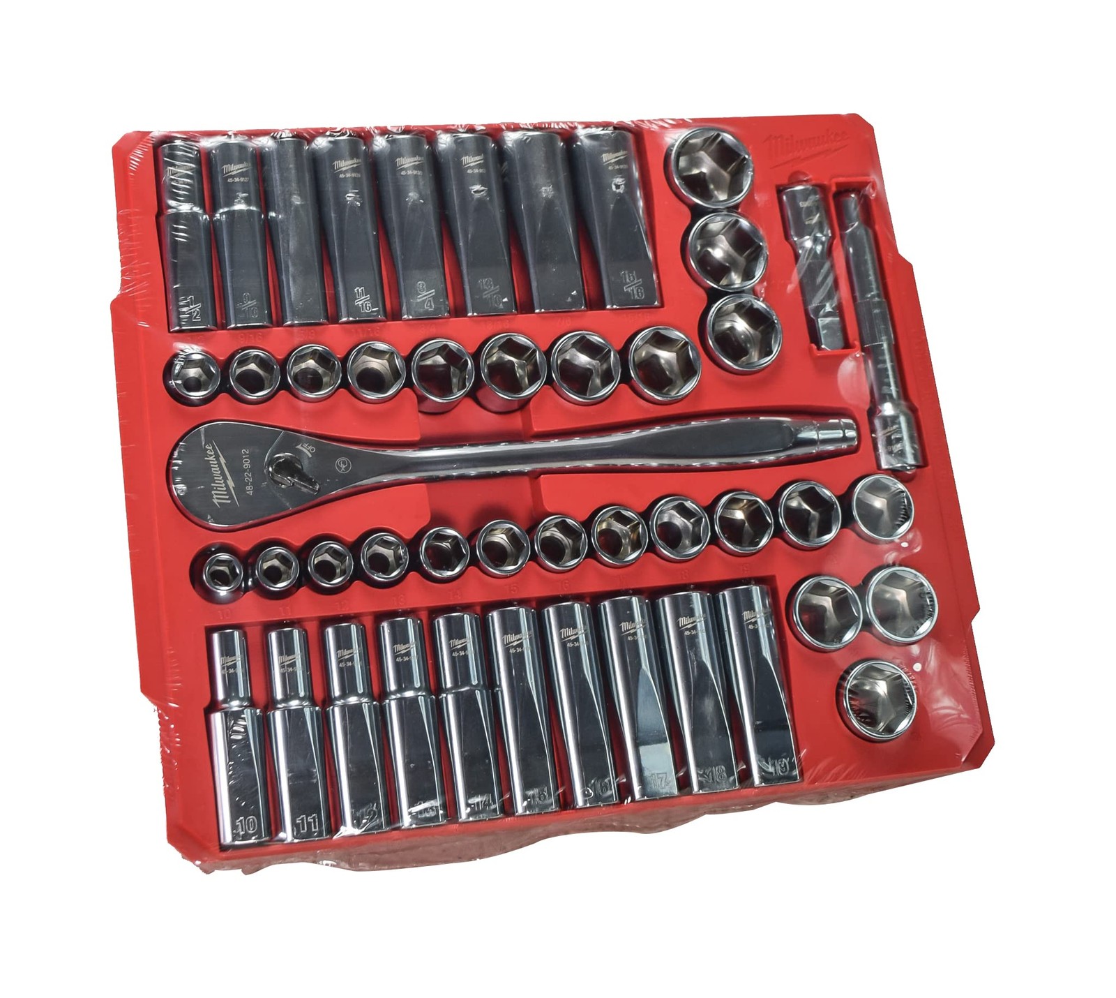 Milwaukee 48-22-9010 47-Piece 1/2 in. Drive Metric and SAE Ratchet and Socket S