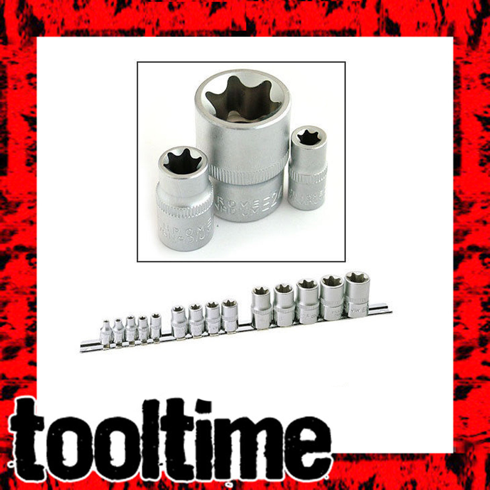 14PCE CHROME VANADIUM FEMALE TX STAR TORX STAR SOCKET SET – SOCKETS RAIL E4 E24