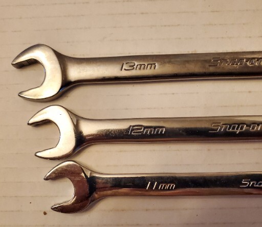 SNAP ON TOOLS 13Pc Metric Combination Wrench Set RED Foam Organizer 7mm-19mm