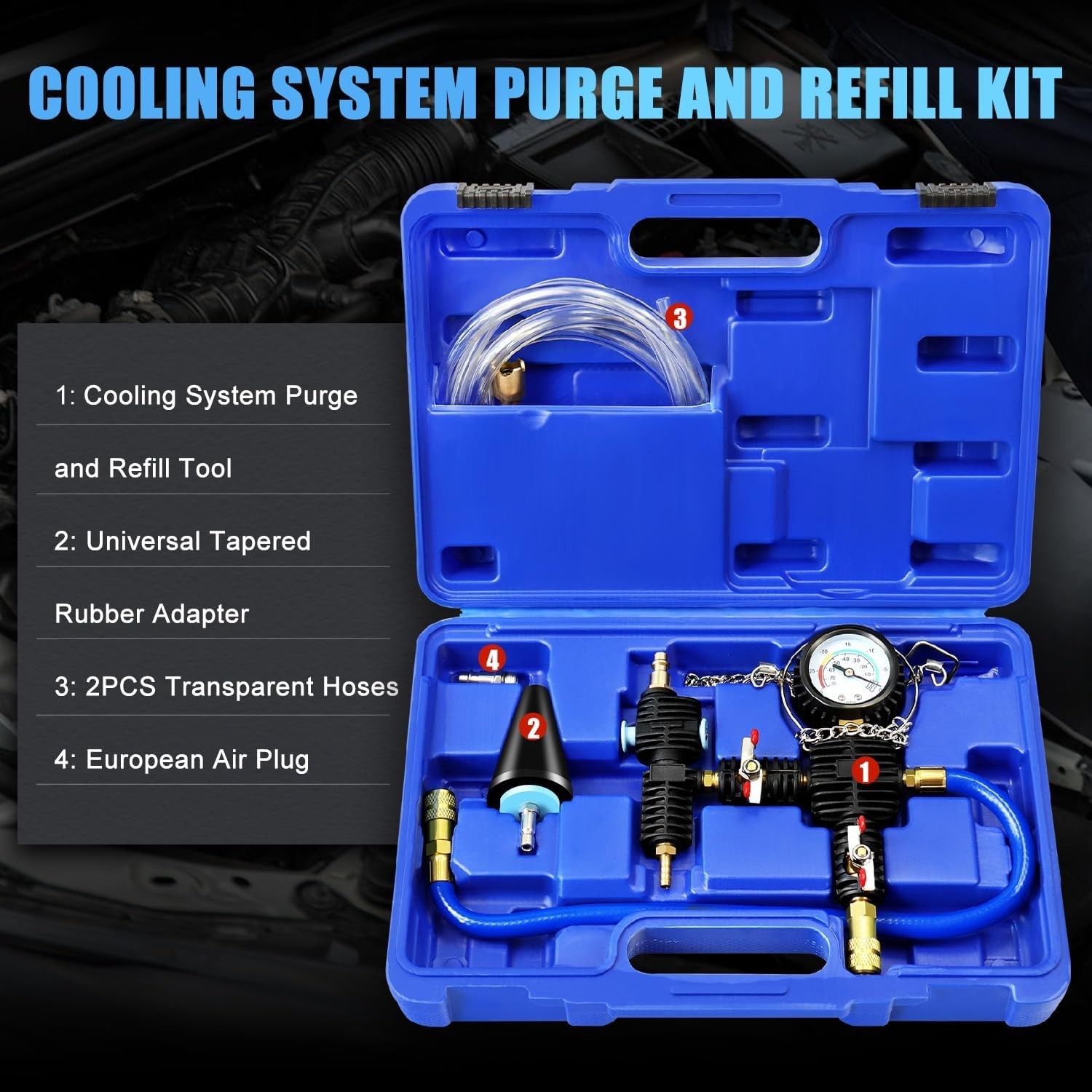 Universal Automotive Vacuum Filler & Radiator Purge Kit with Durable Accessories