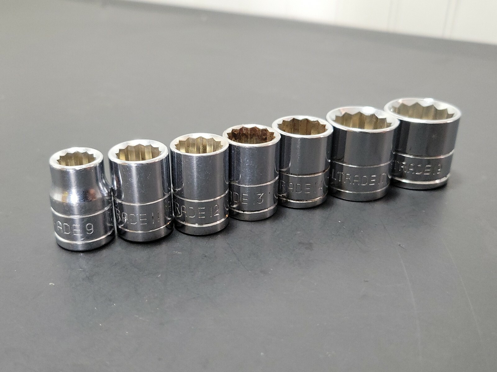 (7) ALLTRADE Shallow Sockets 12mm 13mm 14mm 17mm 19mm Metric 3/8″ Drive 12 Point