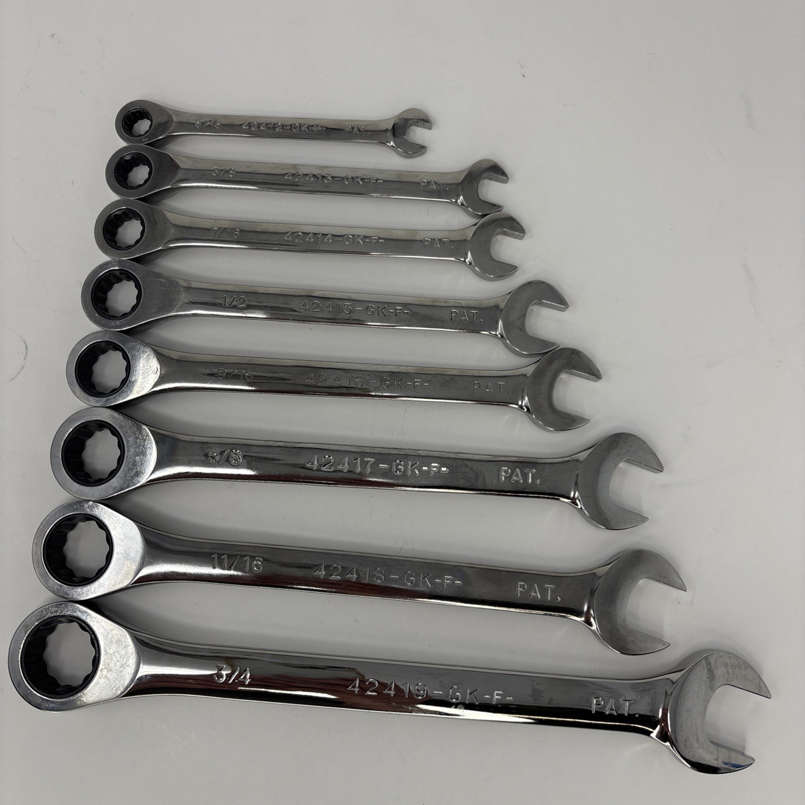 Craftsman SAE Ratcheting Wrench Set 12 Point Reversible 8pc GK F 42404 USA