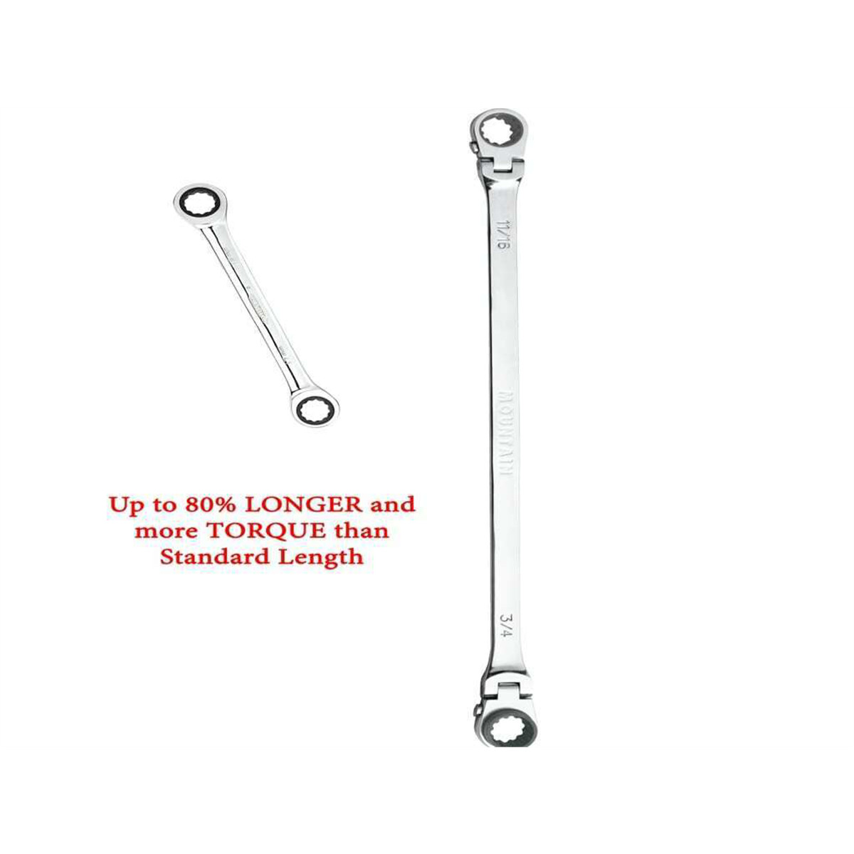 Mountain RF7 Extra Long Flexible Ratcheting Wrench Set 90 Tooth with Tray