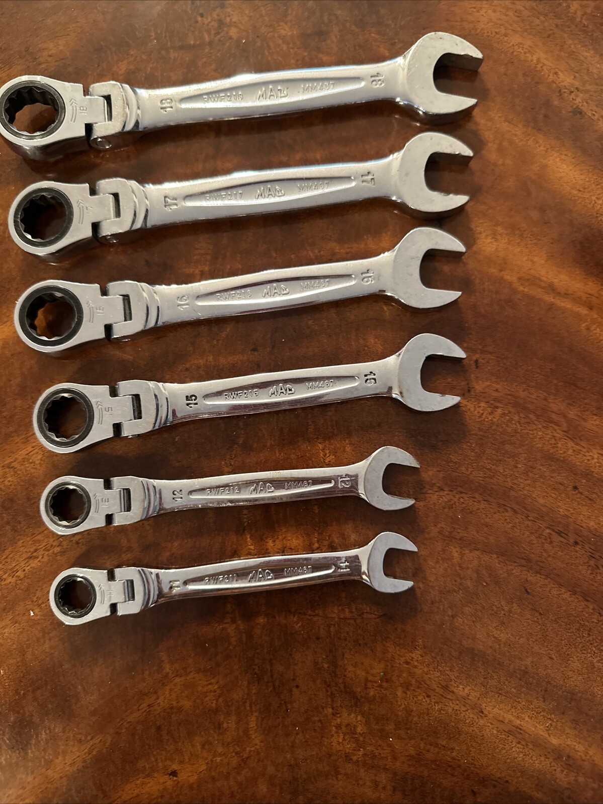 Mac Ratcheting Metric Wrenches MM407 6 Pieces 11 12 15 16 17 18