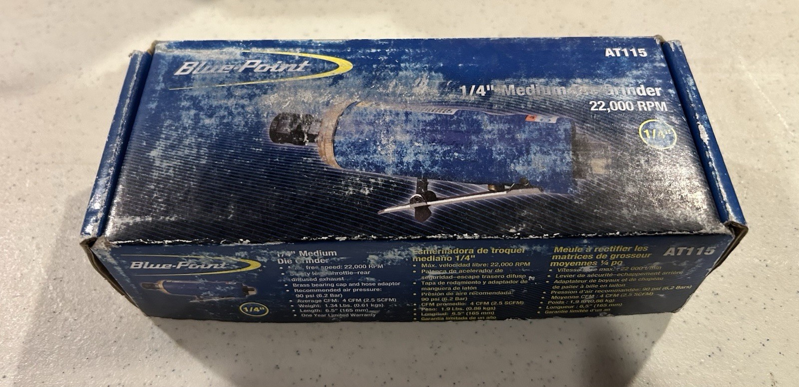 NOS. Blue Point AT115 1/4″ Medium Straight Die Grinder 22,000 RPM