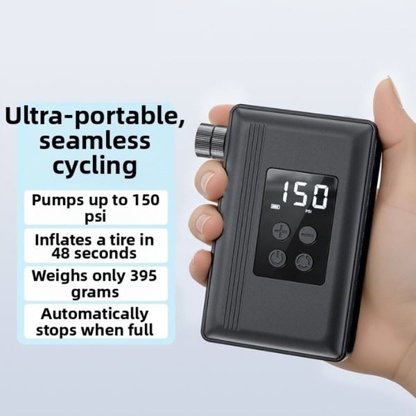 Cycling Trips Electric Bike Pump Lightweight Portable Real-time Pressure Readout
