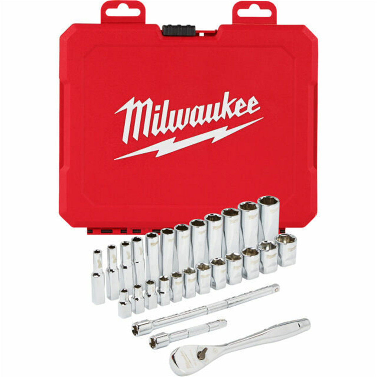 Milwaukee 48-22-9504 1/4 in. Drive 28 pc. Ratchet & Socket Set-Metric