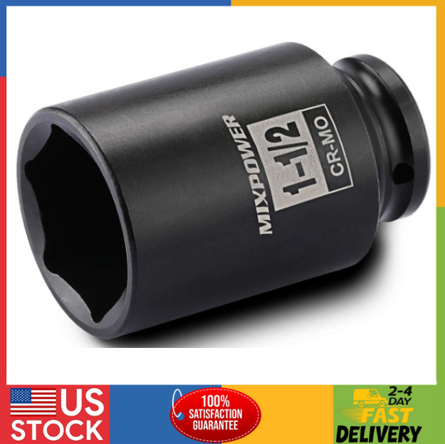 MIXPOWER 1/2 Inch Drive Deep Impact Socket 1-1/2 SAE, 1-1/2, Black