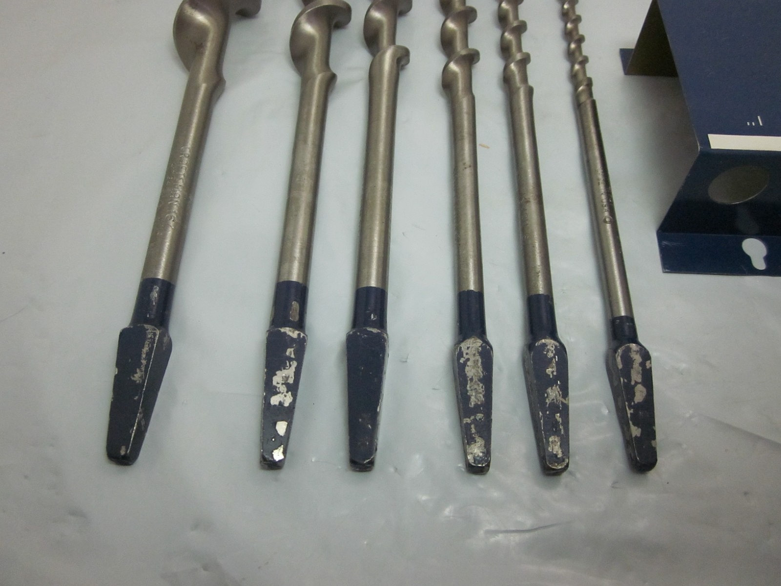 Vtg Craftsman Set Of 6 Auger Drill Bits W/Metal Wall Mount 1/4″ to 1″ USA