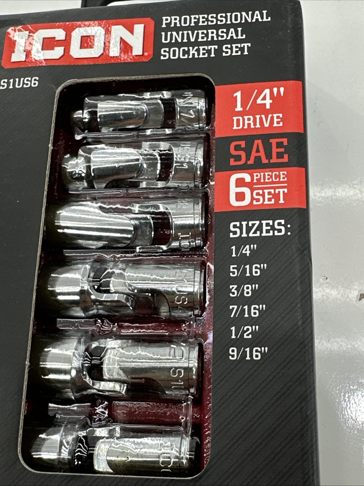 ICON 1/4 “Drive SAE Professional Universal Joint 6 Pcs Set 1/4” – 9/16” S1US6