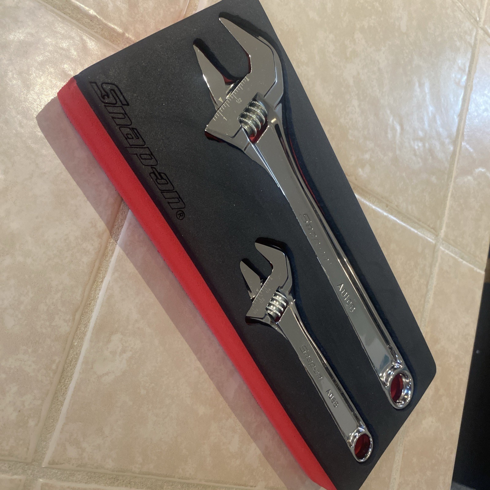 Snap On AD702K1F 2pc Adjustable Wrench Set Chrome AD10B and AD6B red foam RARE
