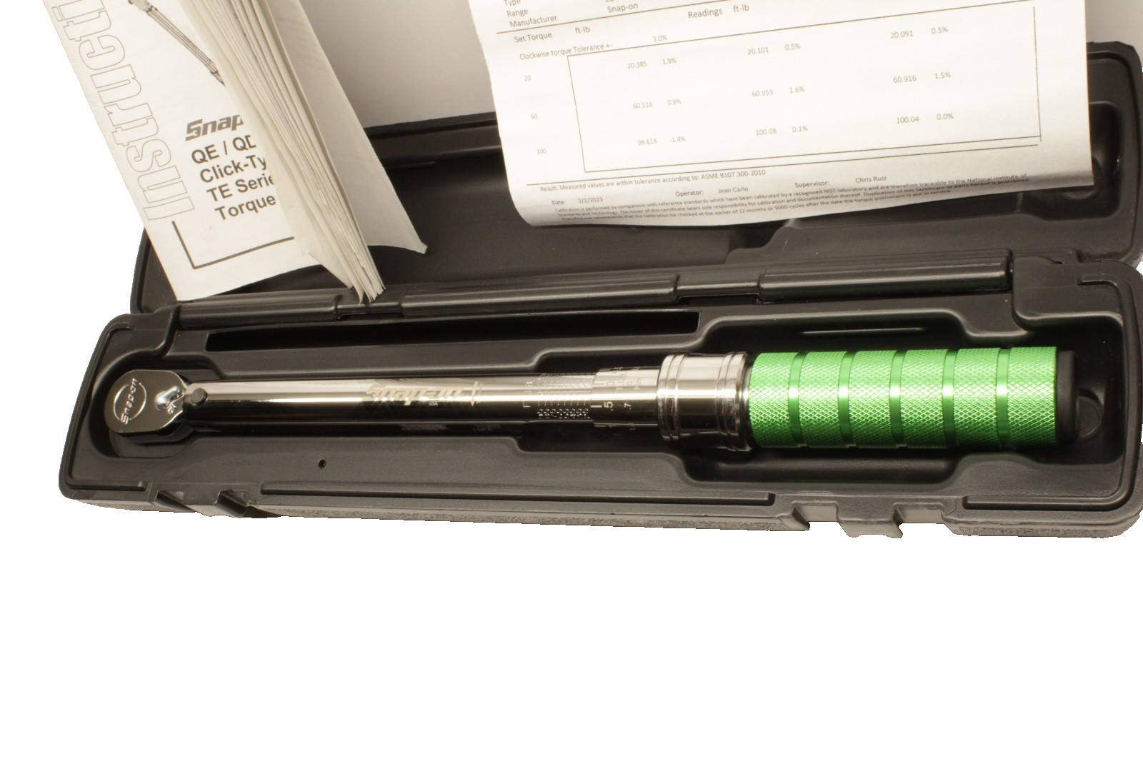 Snap-On QE2R100G 3/8″ Drive Torque Wrench 20-100 ft-lbs GREEN