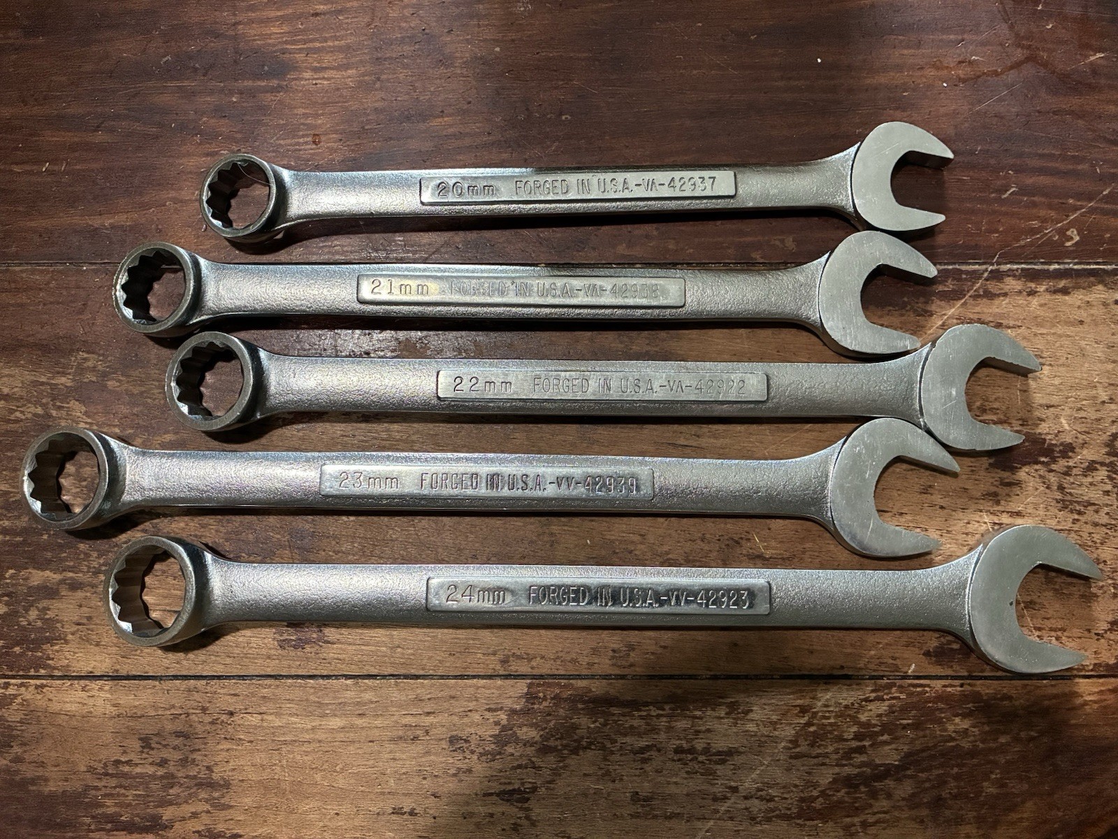 Craftsman Tools USA 5pc 20mm-24mm Large Metric Combination Wrench Set Used