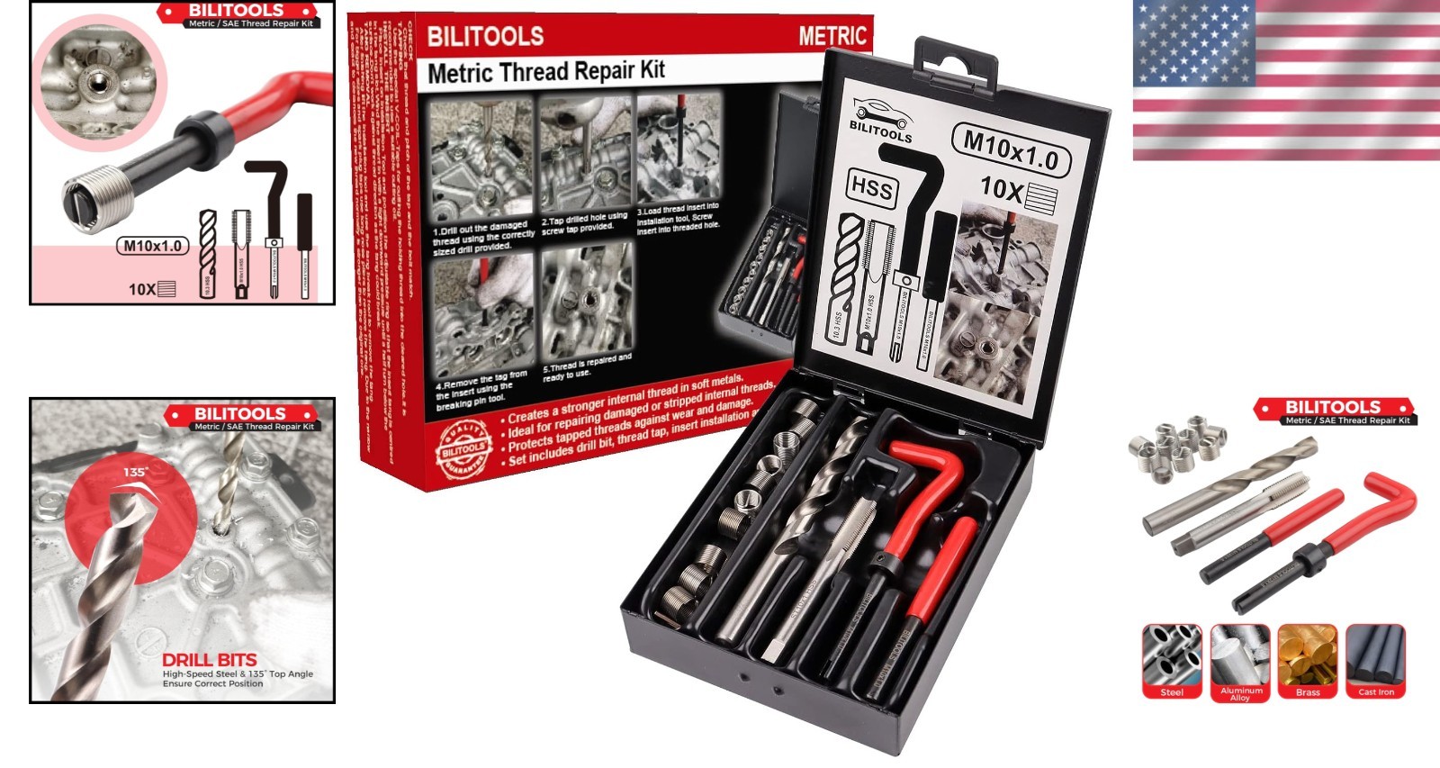 Complete M10x1.0 Thread Repair Kit in Iron Case – For Automotive & Plumbing