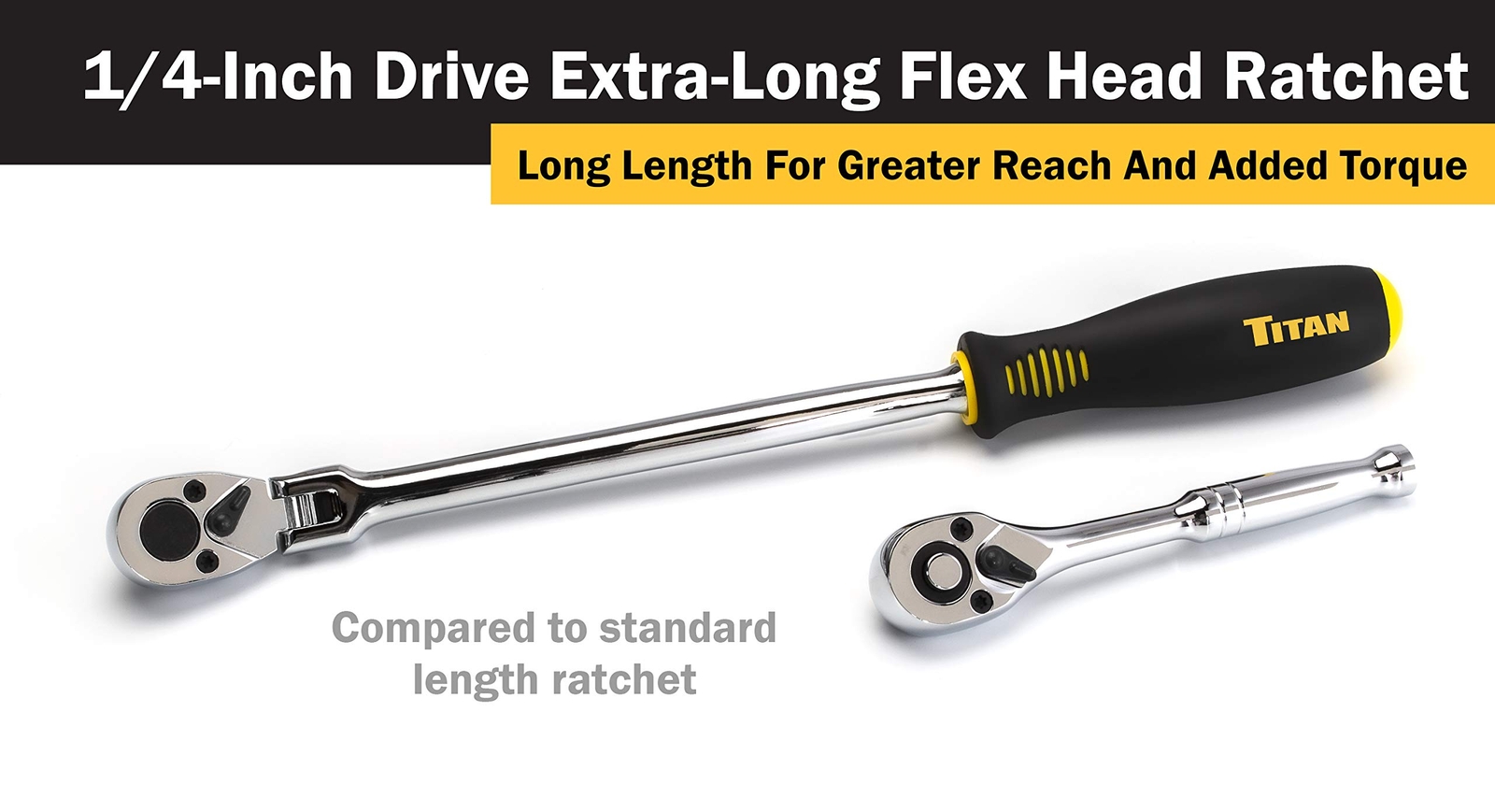 Titan Tools 1/4in Dr 12in X Long Flex-Head Ratchet (11300)