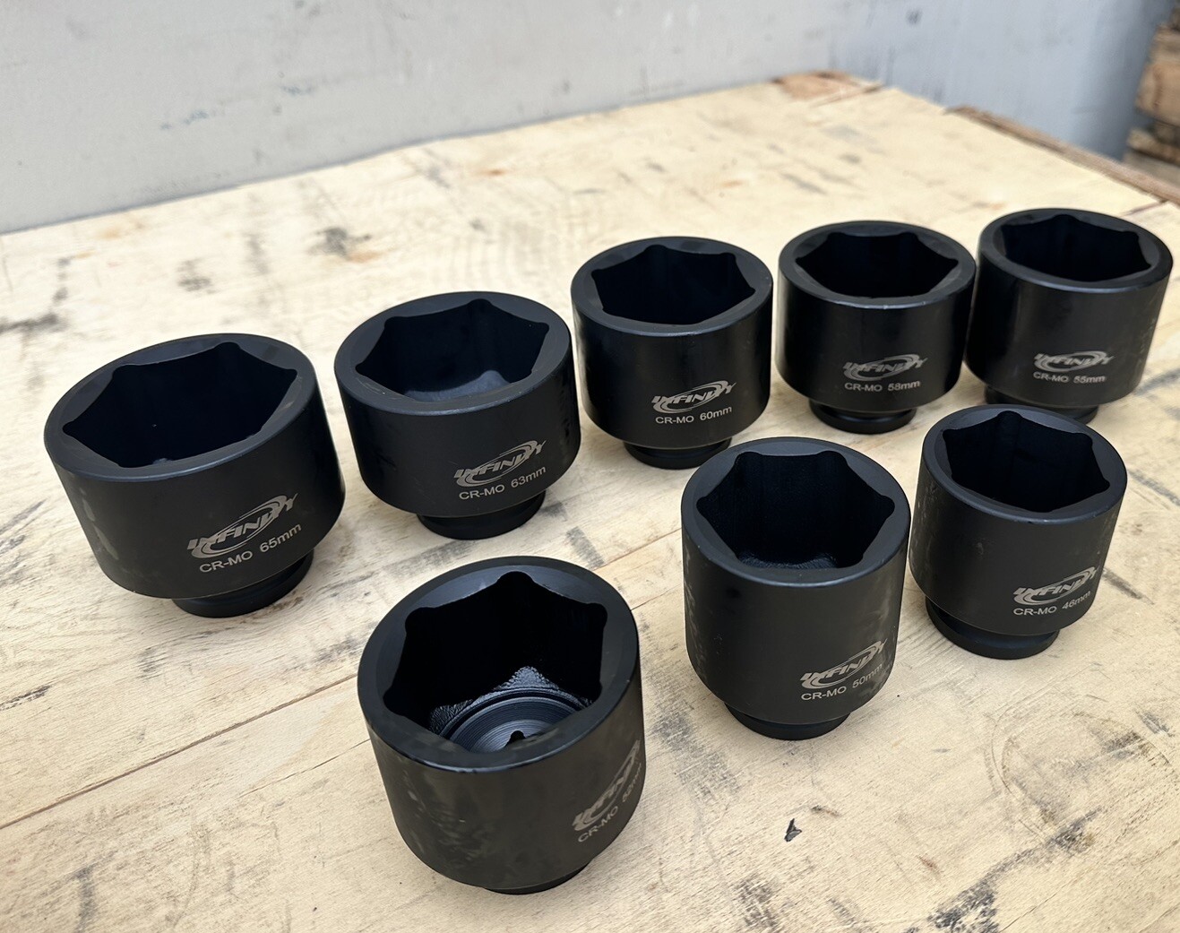 8pcs 3/4” Dr Jumbo Shallow Metric Air Impact Socket Set Cr-MO 6 Point 46mm- 65mm