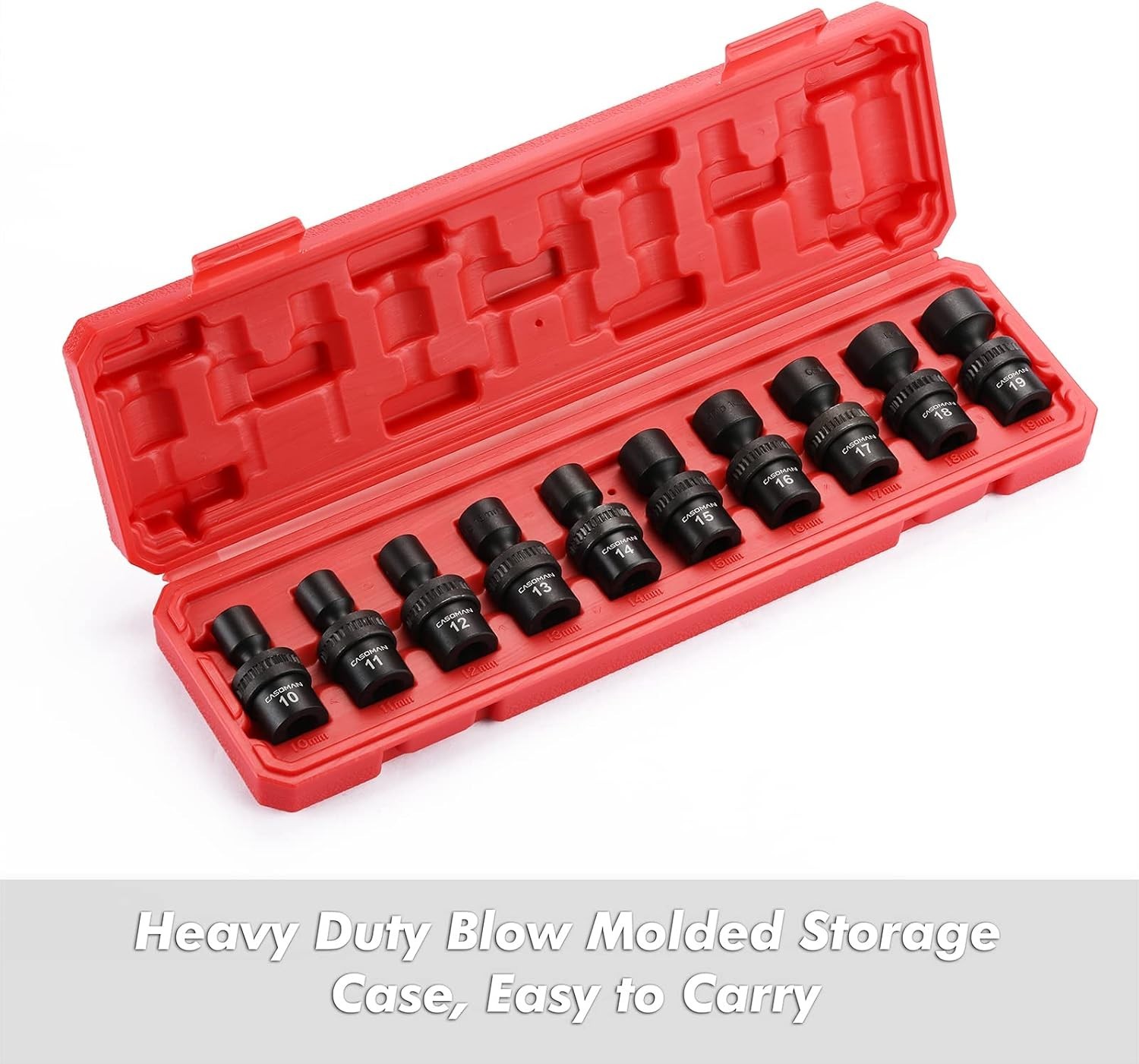 10 PCS 3/8″ Drive Impact Socket Set – Metric CR-MO 10-19mm, Durable & Versatile