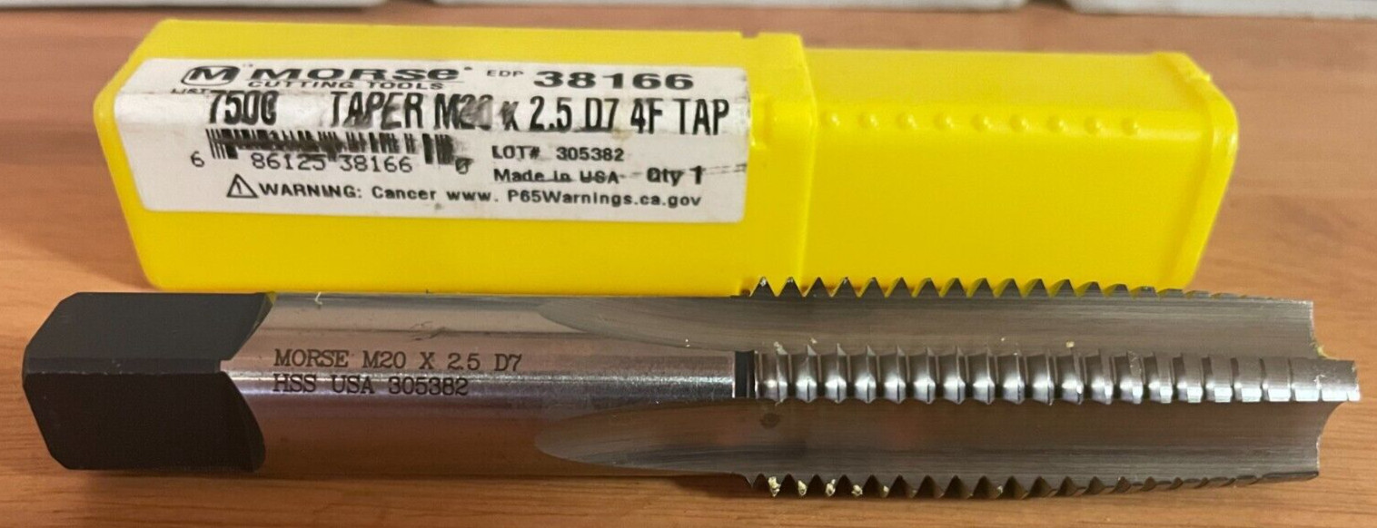 MORSE M20 X 2.5 20MM Plug Tap HSS USA D7 F4 EDP38166 NEW NEW NEW