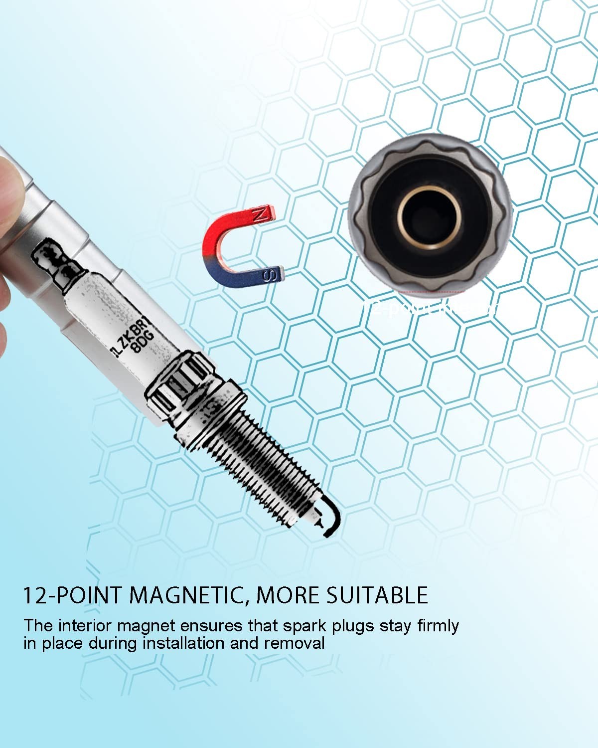 Pack of 4 Swivel Spark Plug Sockets 14mm 16mm 3/8″ Drive Magnetic Thin Wall Tool