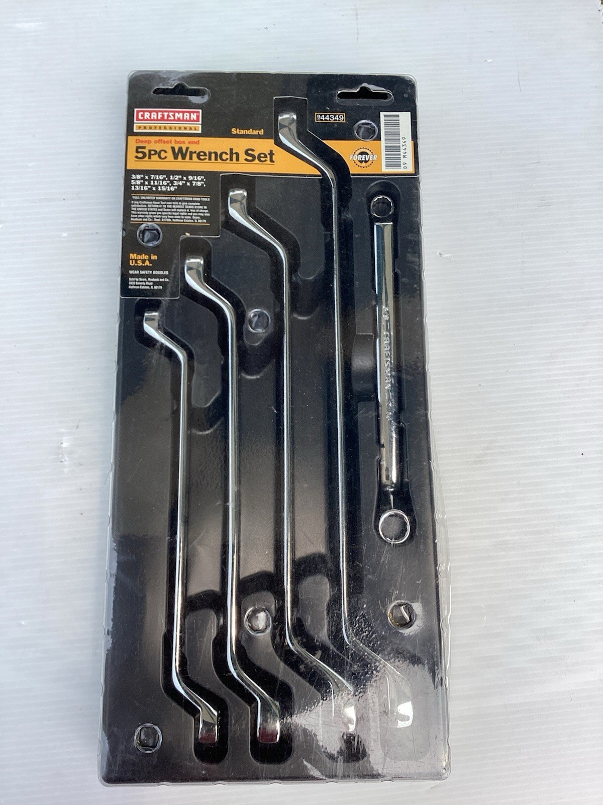 Sears Craftsman Professional 5pc Deep Offset Wrench Set 44349 SAE Full Polish