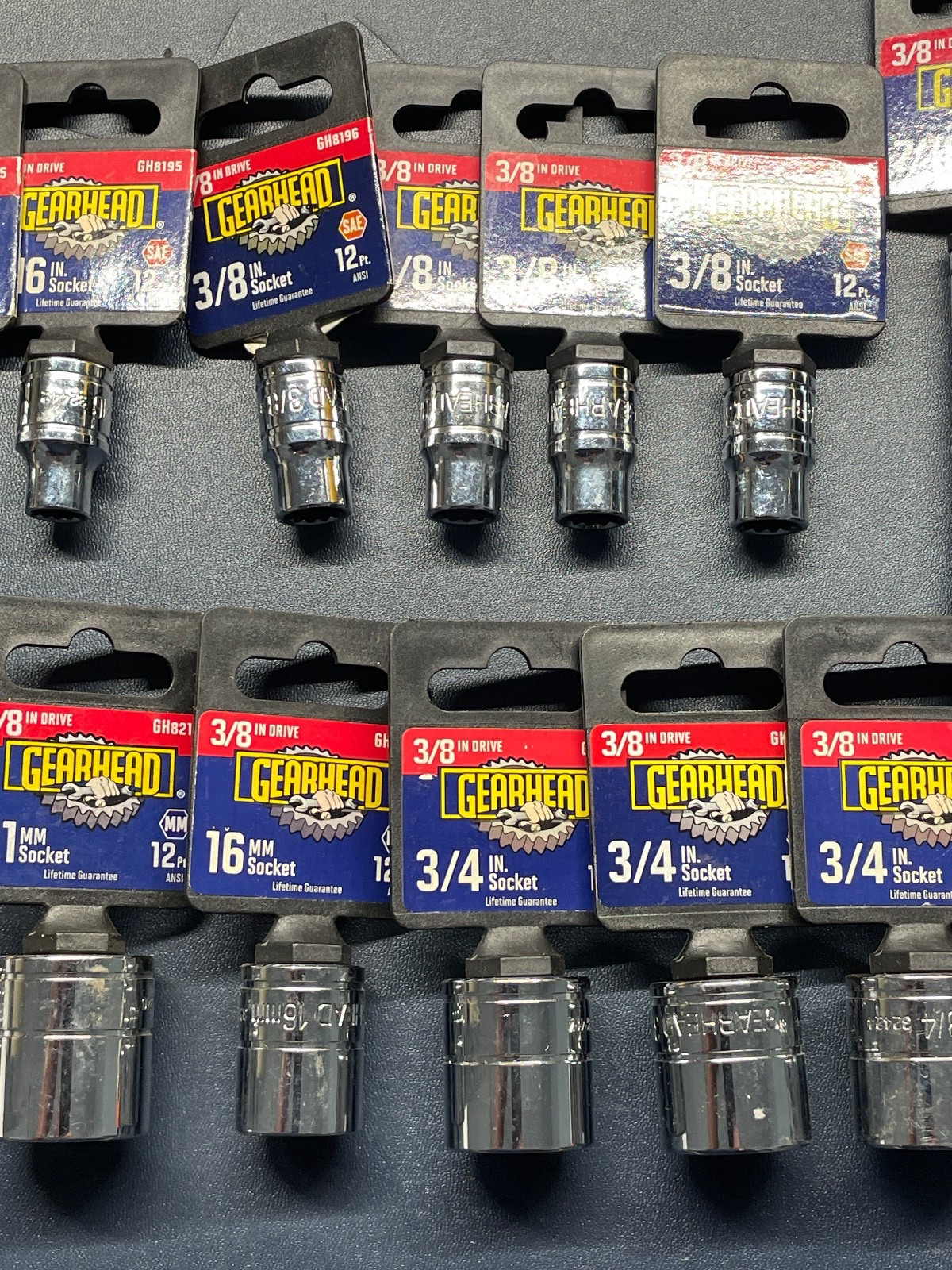 GEARHEAD LOT OF 18 NEW 3/8″ DR. SOCKETS 12 POINT – SEE DESCRIPTION FOR SIZES