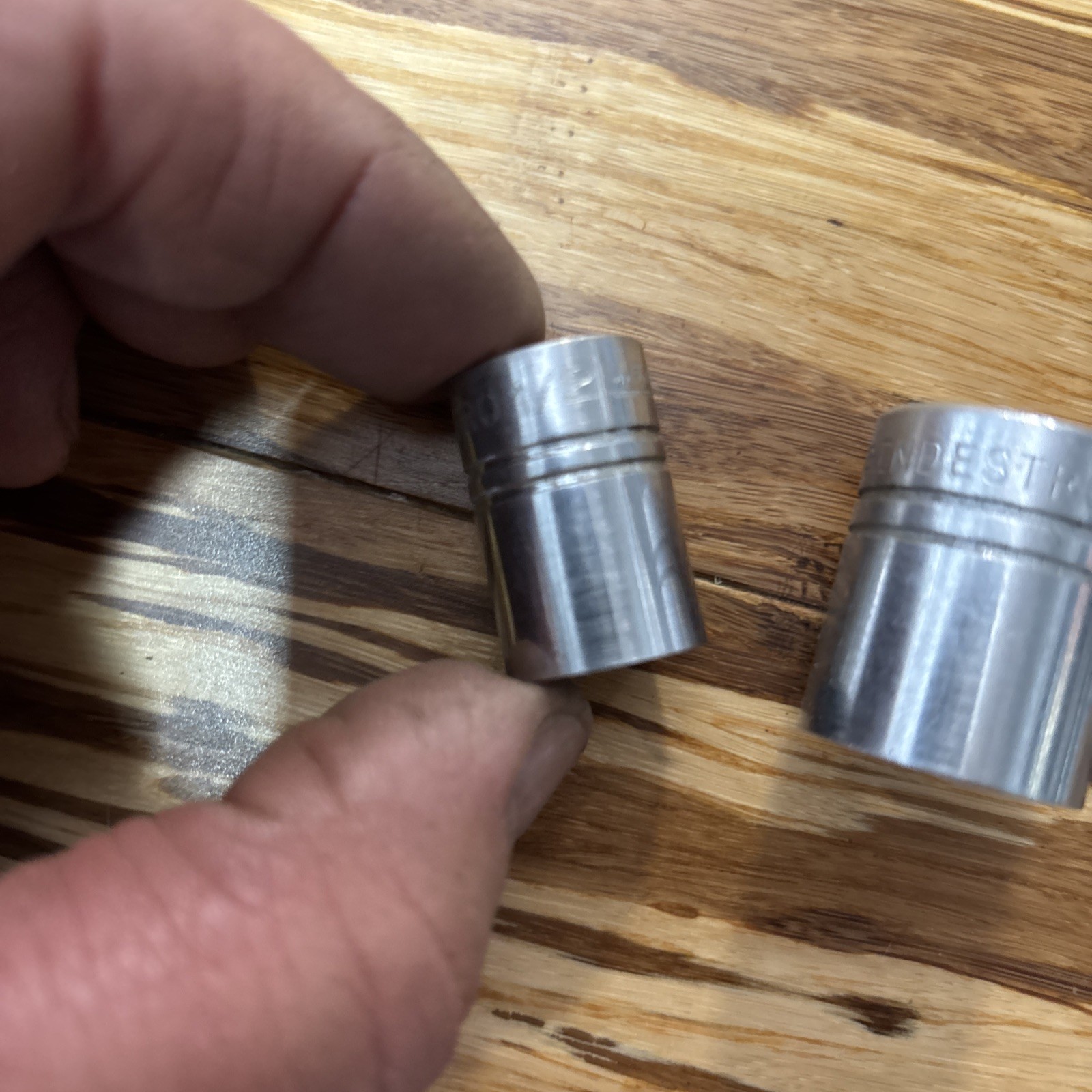 Two Vintage 3/8” Drive Indestro Sockets 1/2” And 11/16”