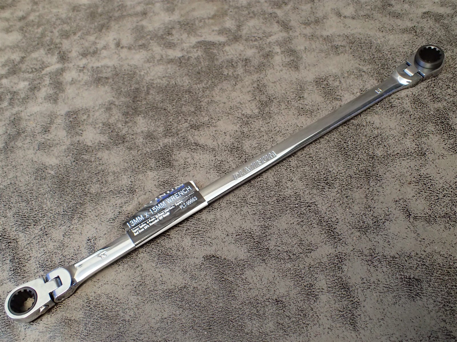 PLT-99663 Platinum Tech 13x15mm Flex Head Offset Box End Ratcheting Wrench (BN13